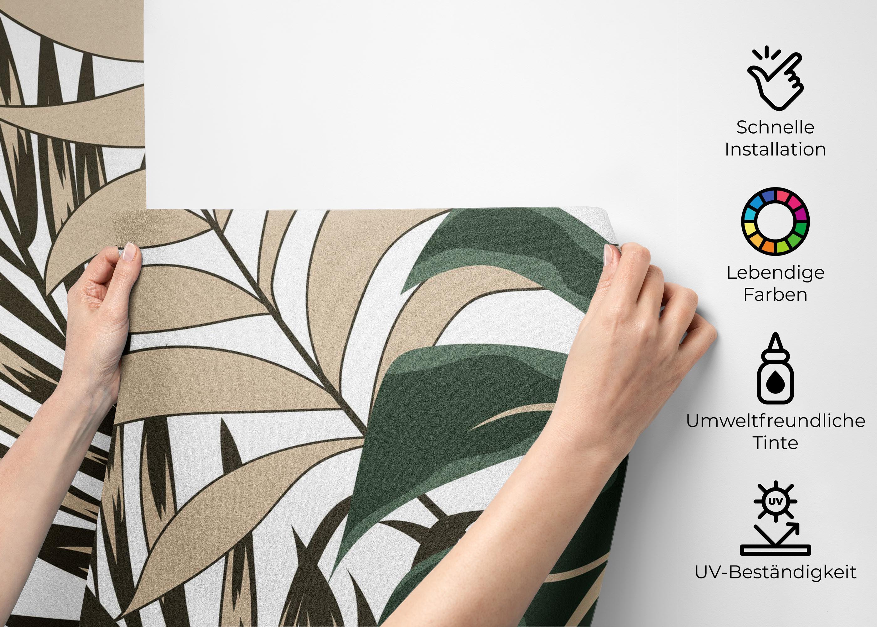 Fototapete Burgundy Green Leaf mockup 2