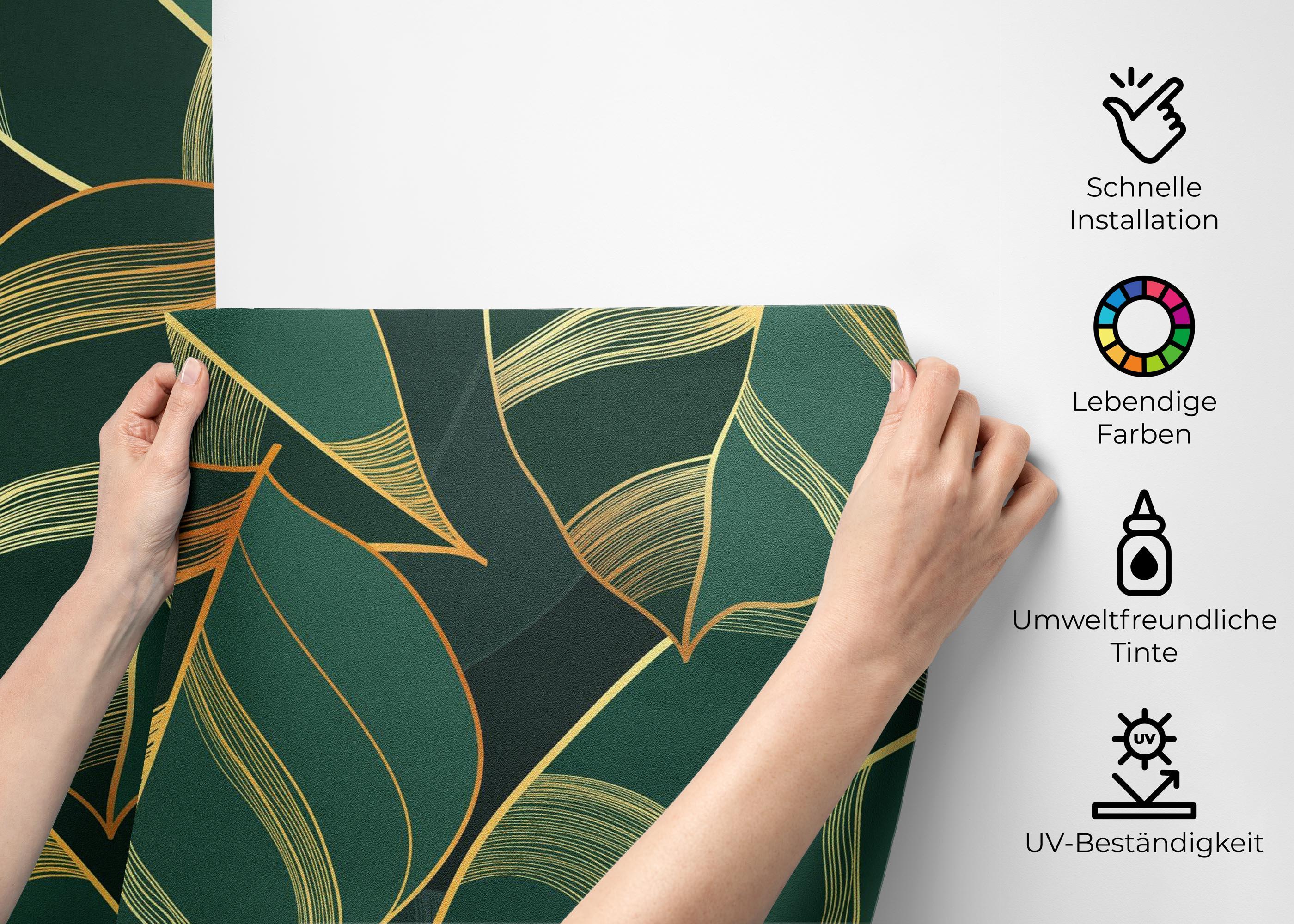 Fototapete Circle Green Leaves mockup 2