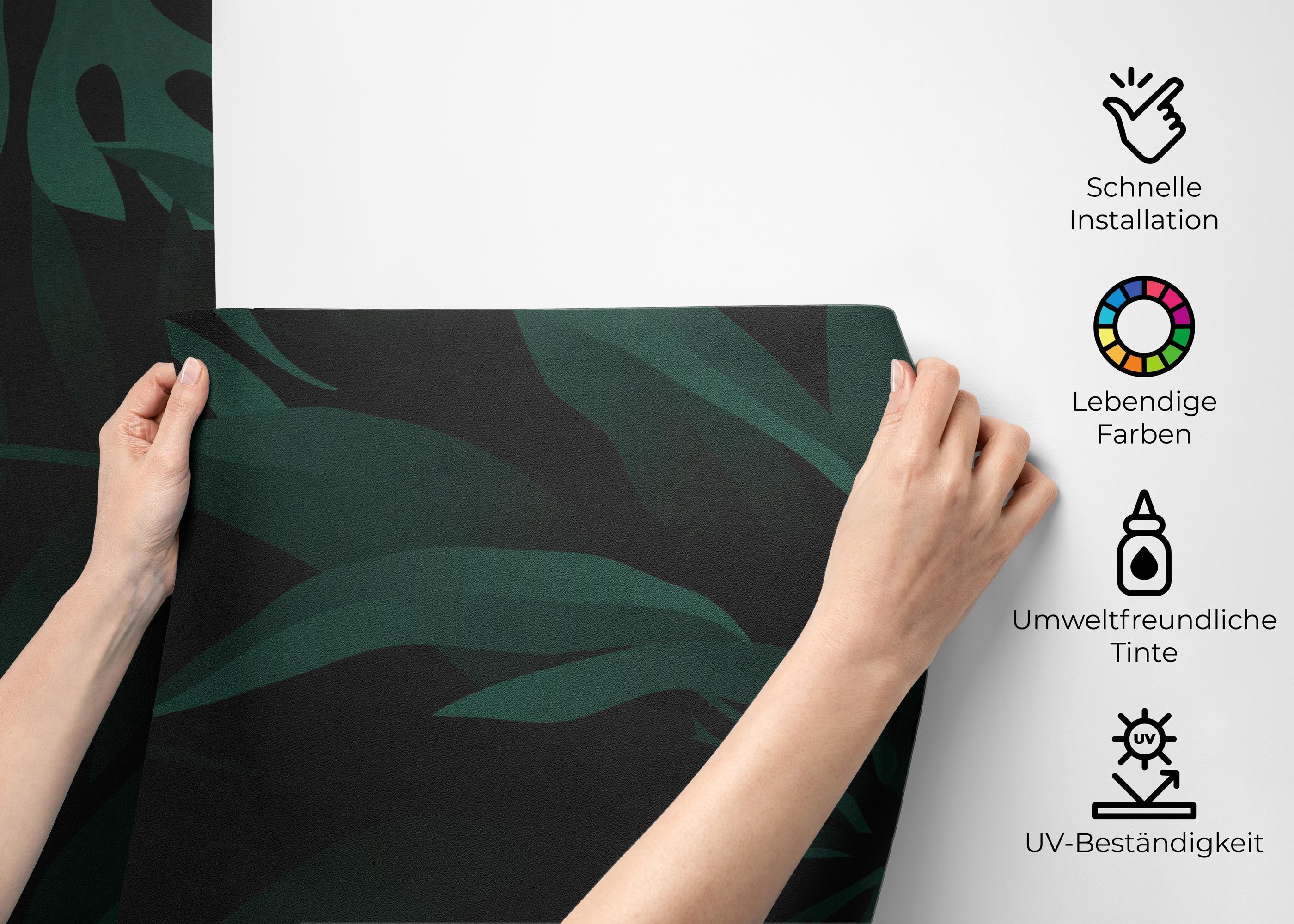 Fototapete Dark Green Leaves mockup 2