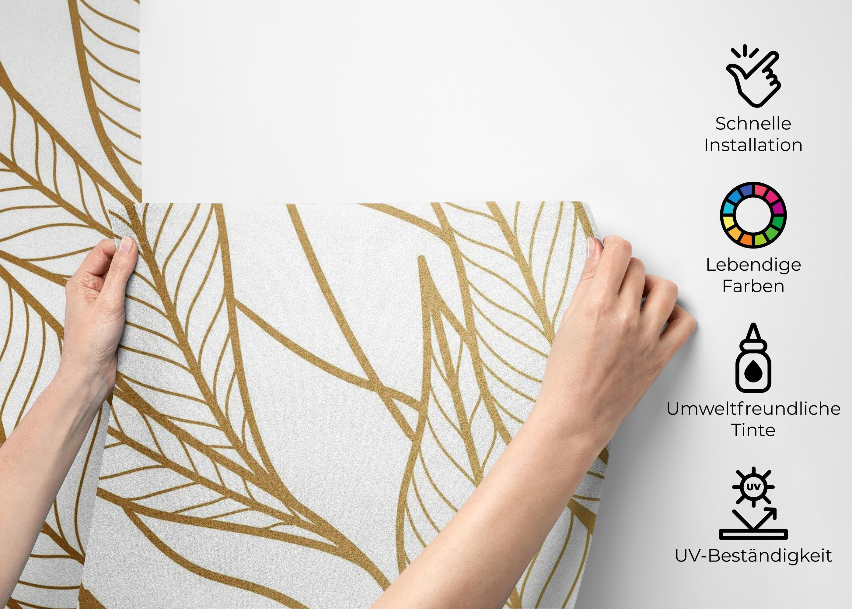 Fototapete Flying Gold Leaves mockup 2