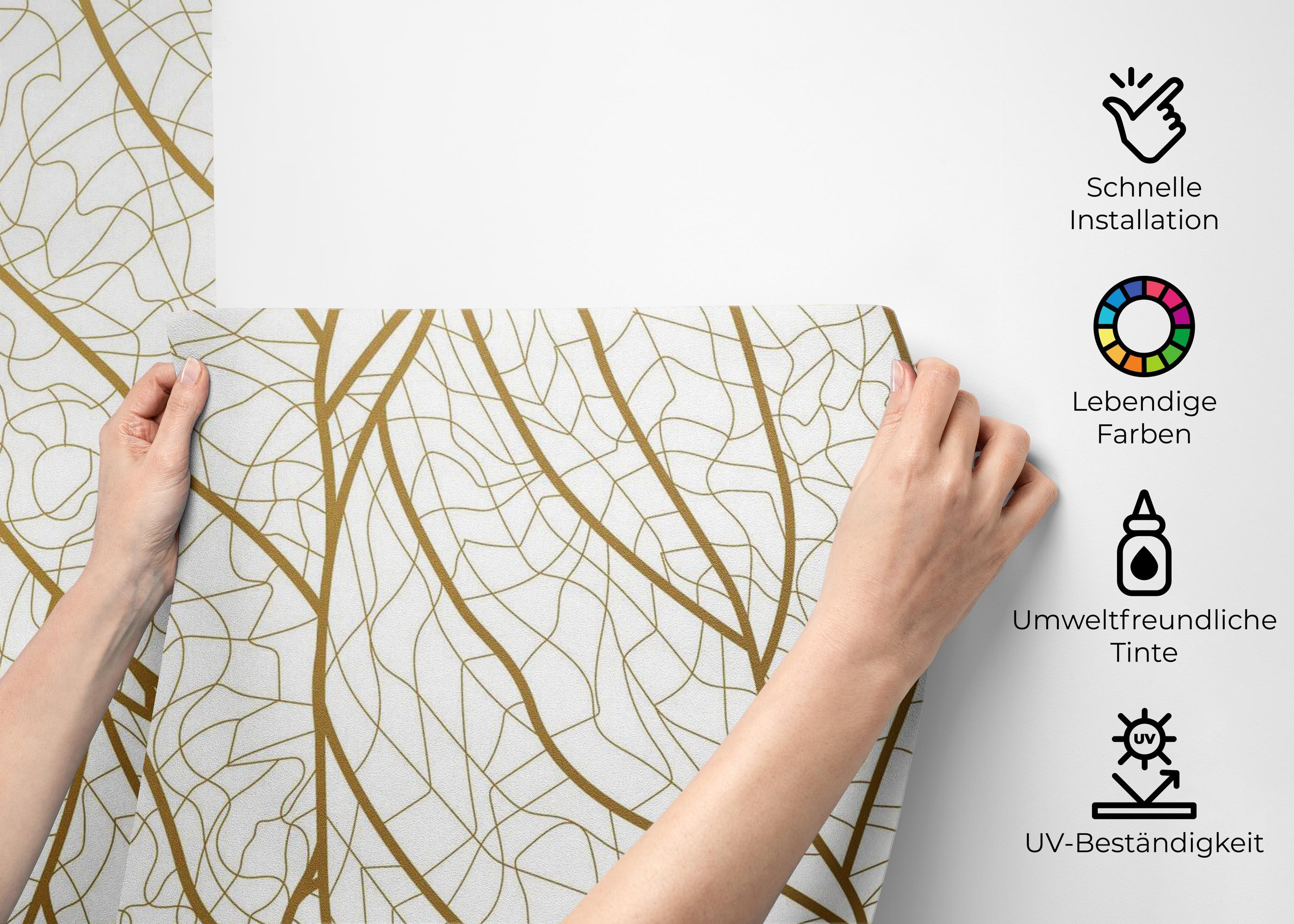 Fototapete Golden Abstract Leaf mockup 2