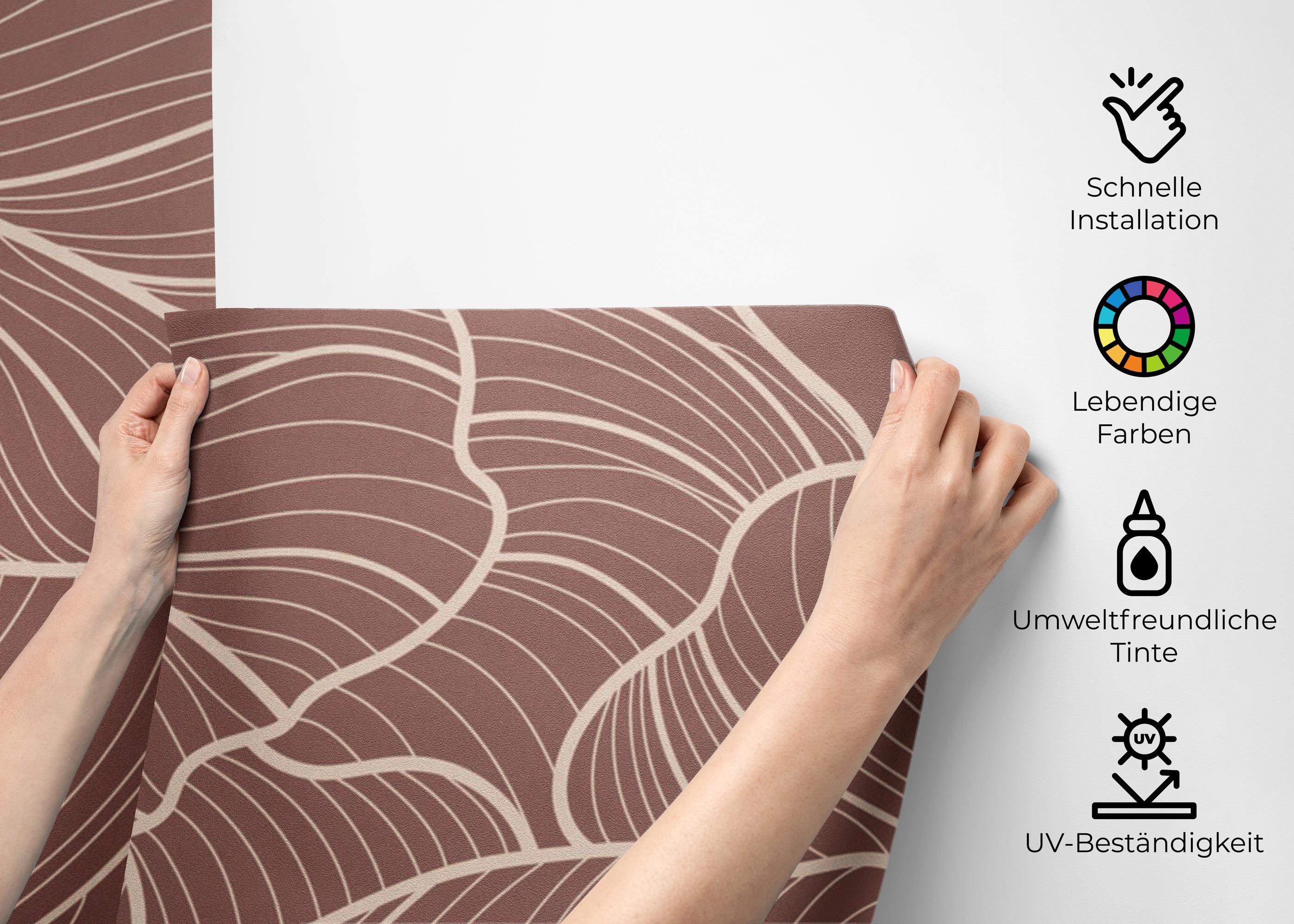 Fototapete Pink Leaf Wall mockup 2