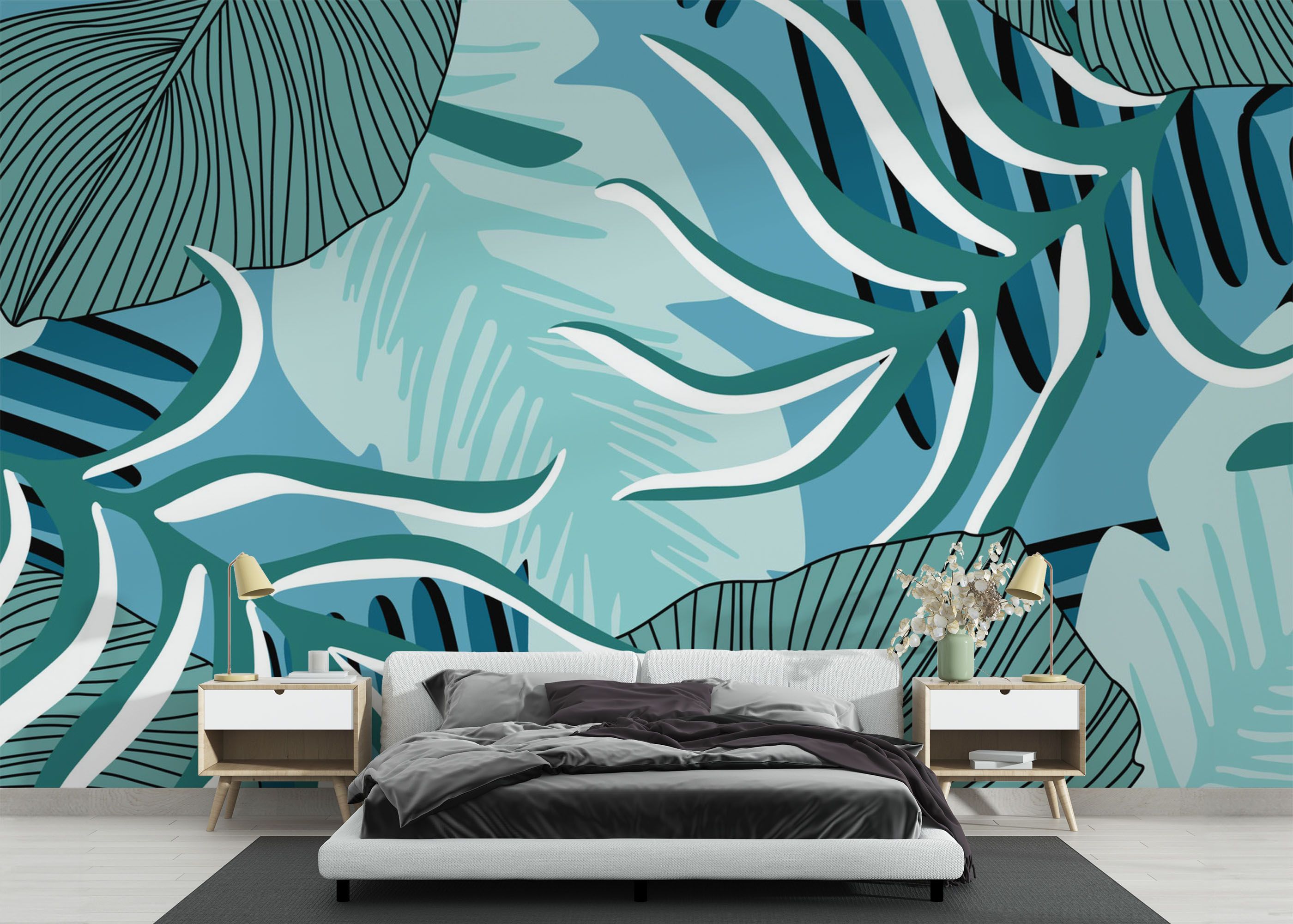 Blue Leaves Pattern mockup 3