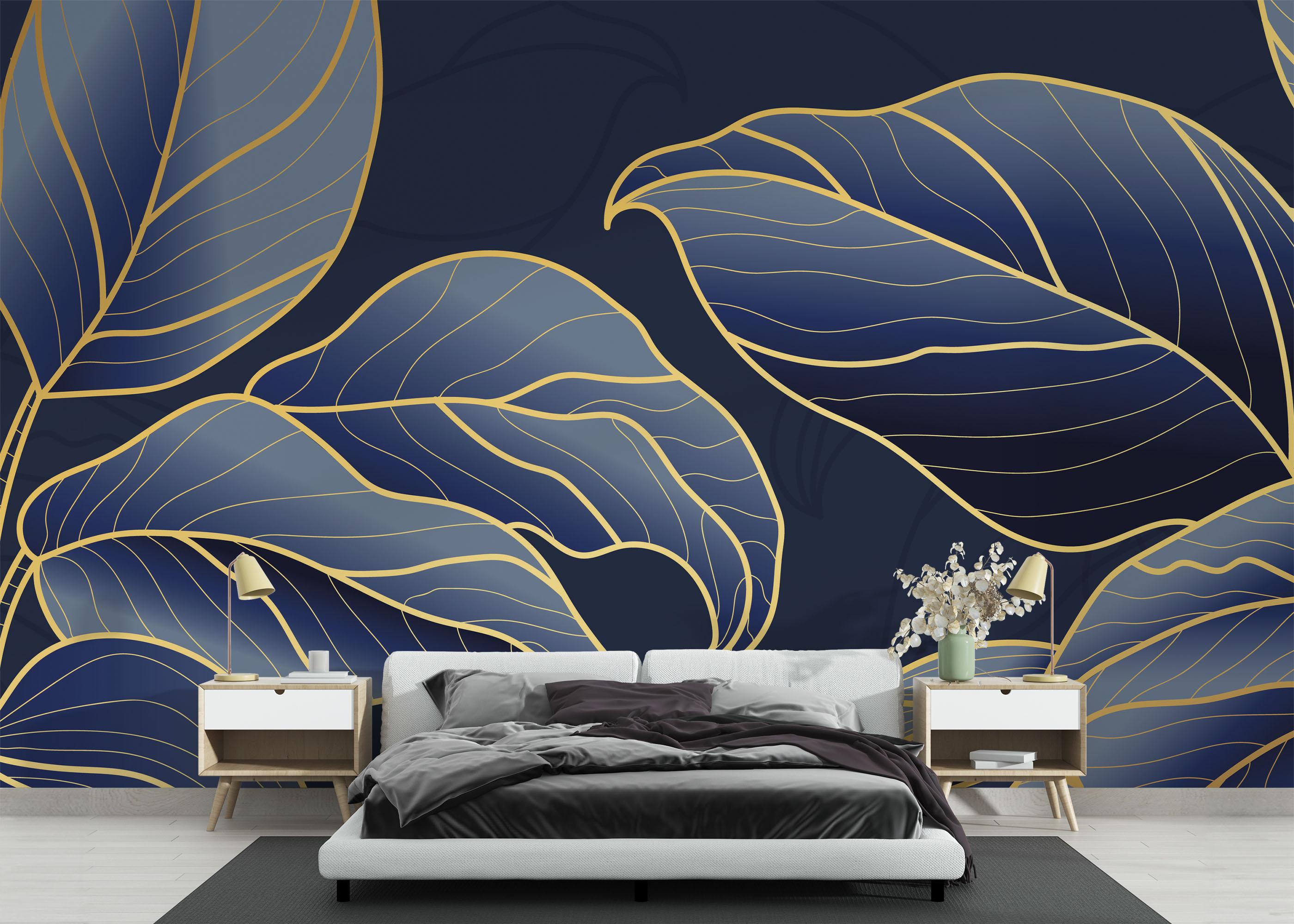 Fototapete Blue Line Art mockup 3