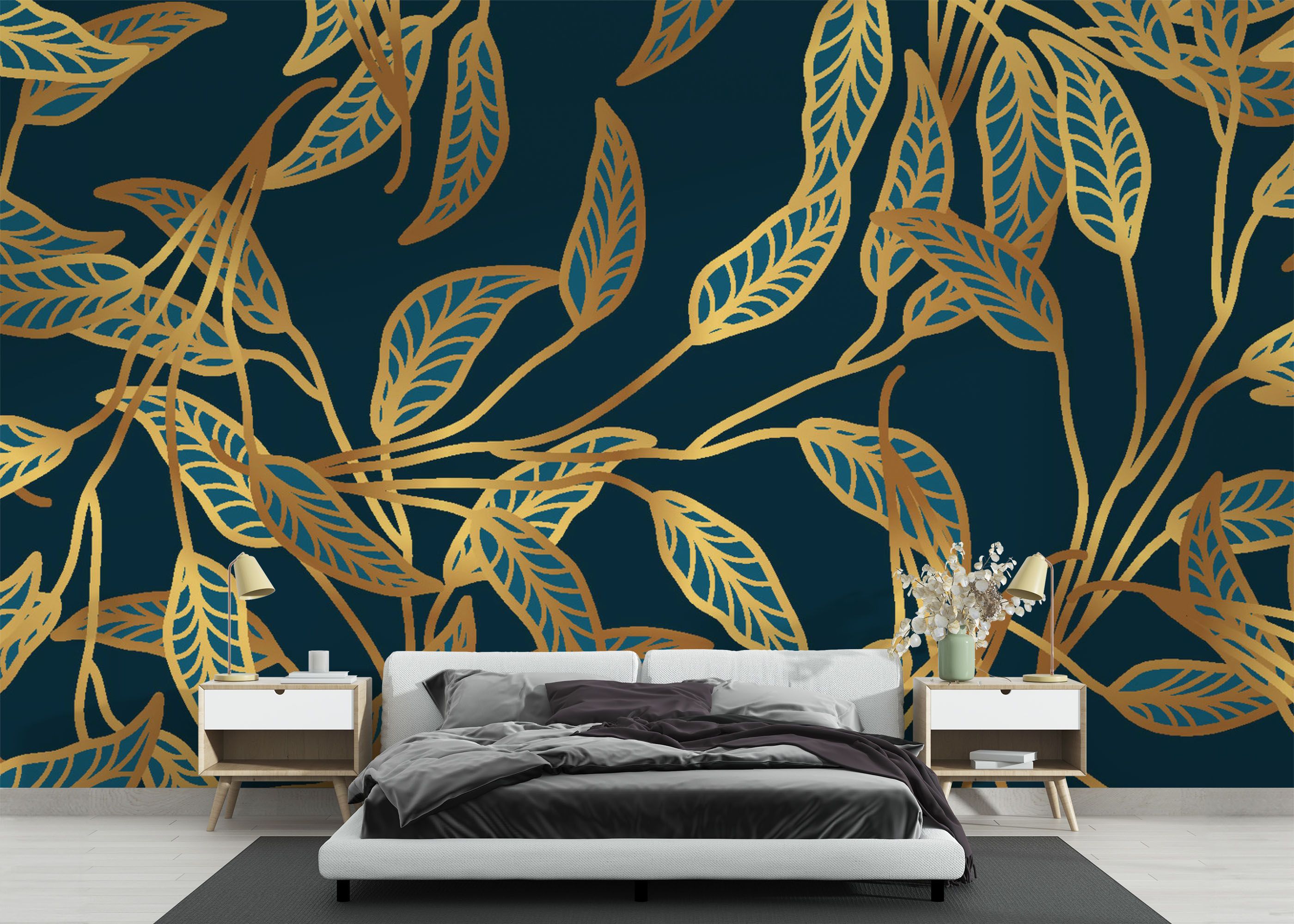 Blue Luxury Leaves mockup 3