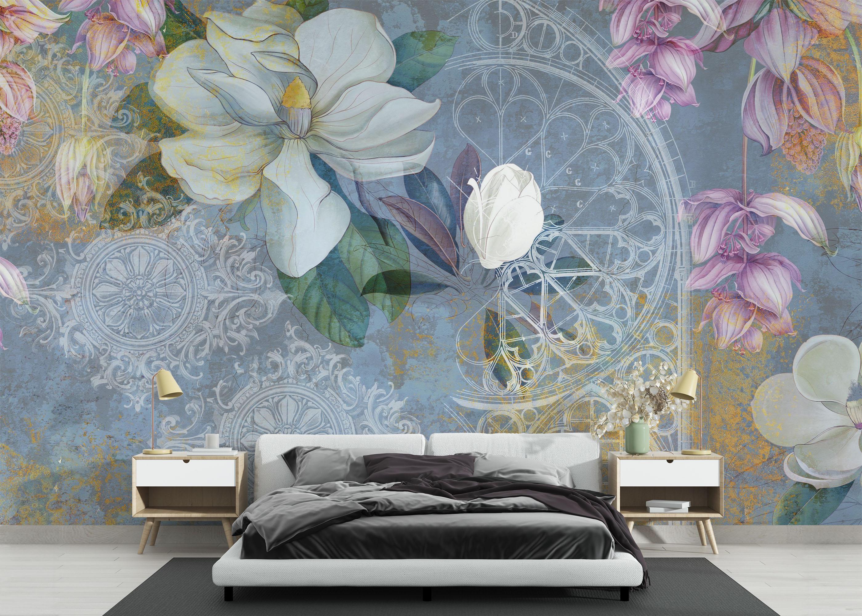 Fototapete Blue Rosette mockup 3