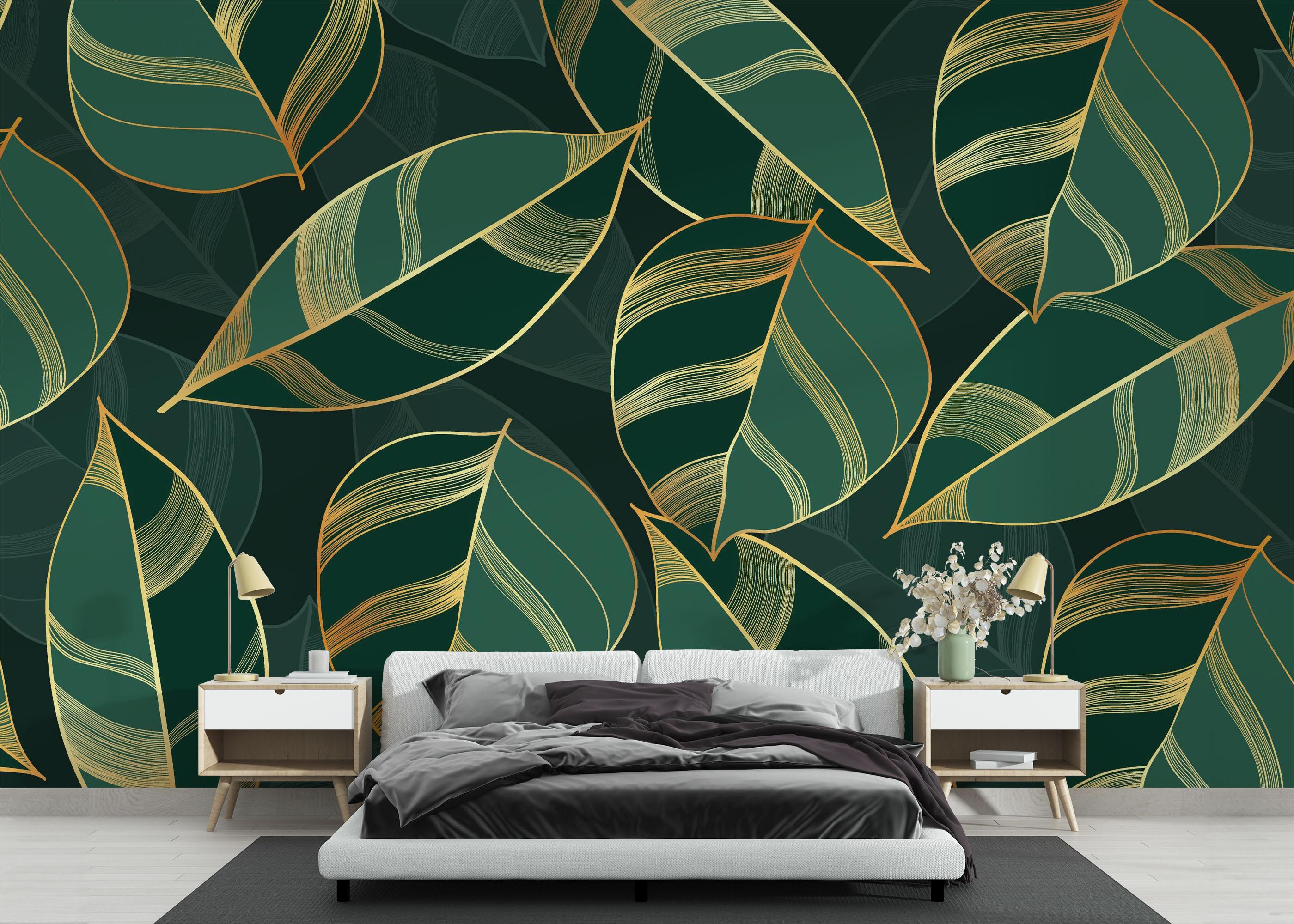 Fototapete Circle Green Leaves mockup 3