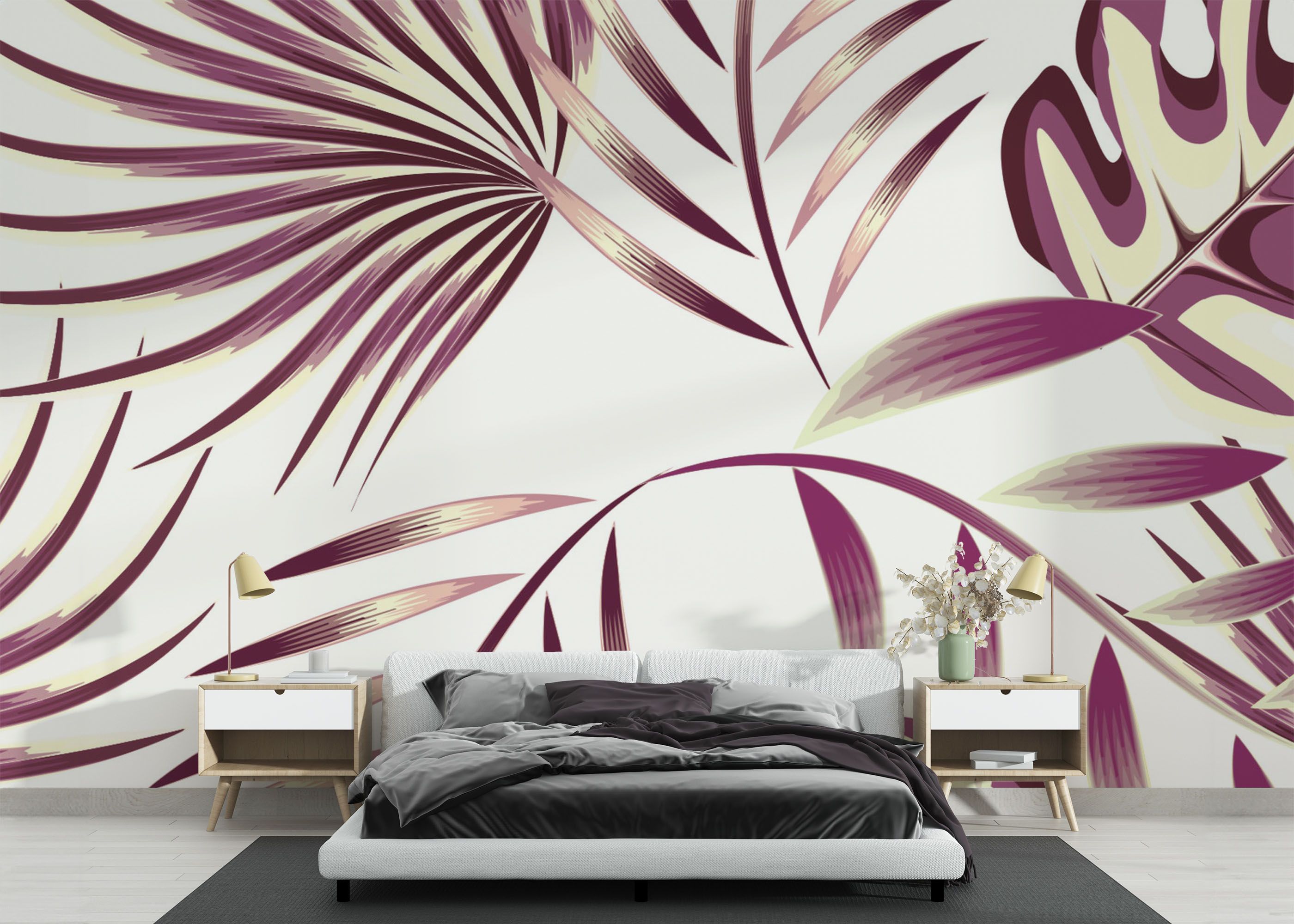 Cream Purple Leaves mockup 3