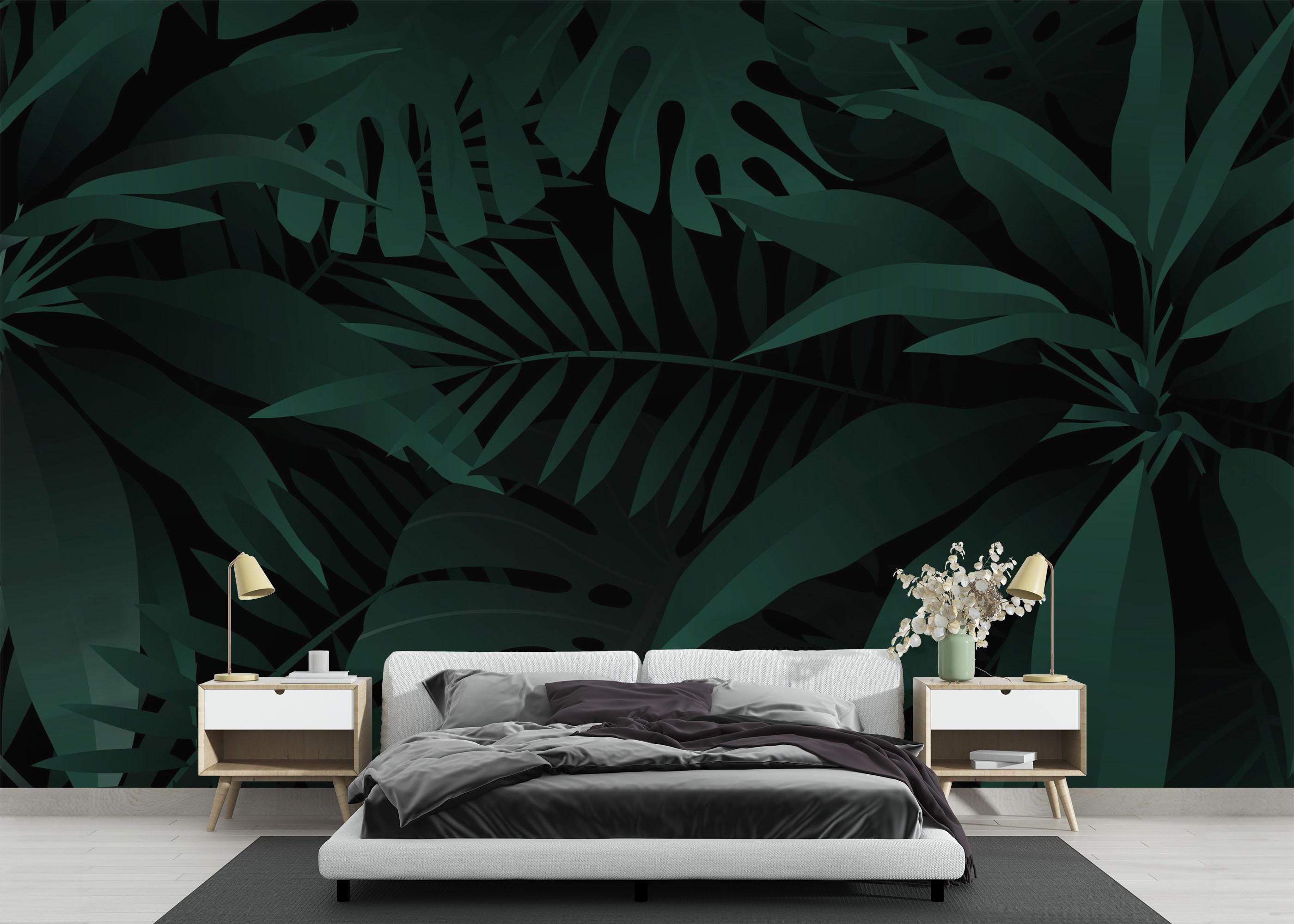 Fototapete Dark Green Leaves mockup 3
