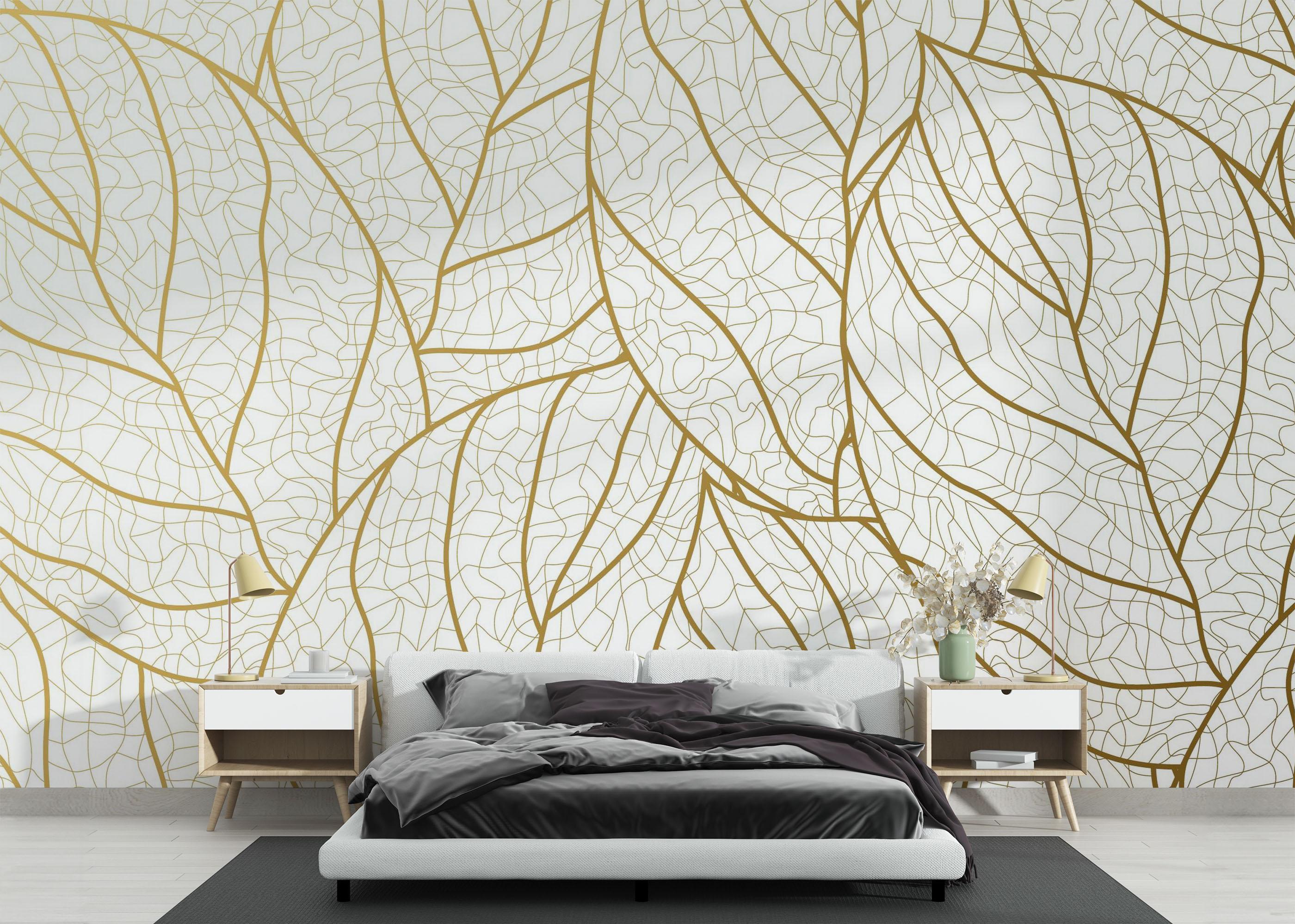 Fototapete Golden Abstract Leaf mockup 3