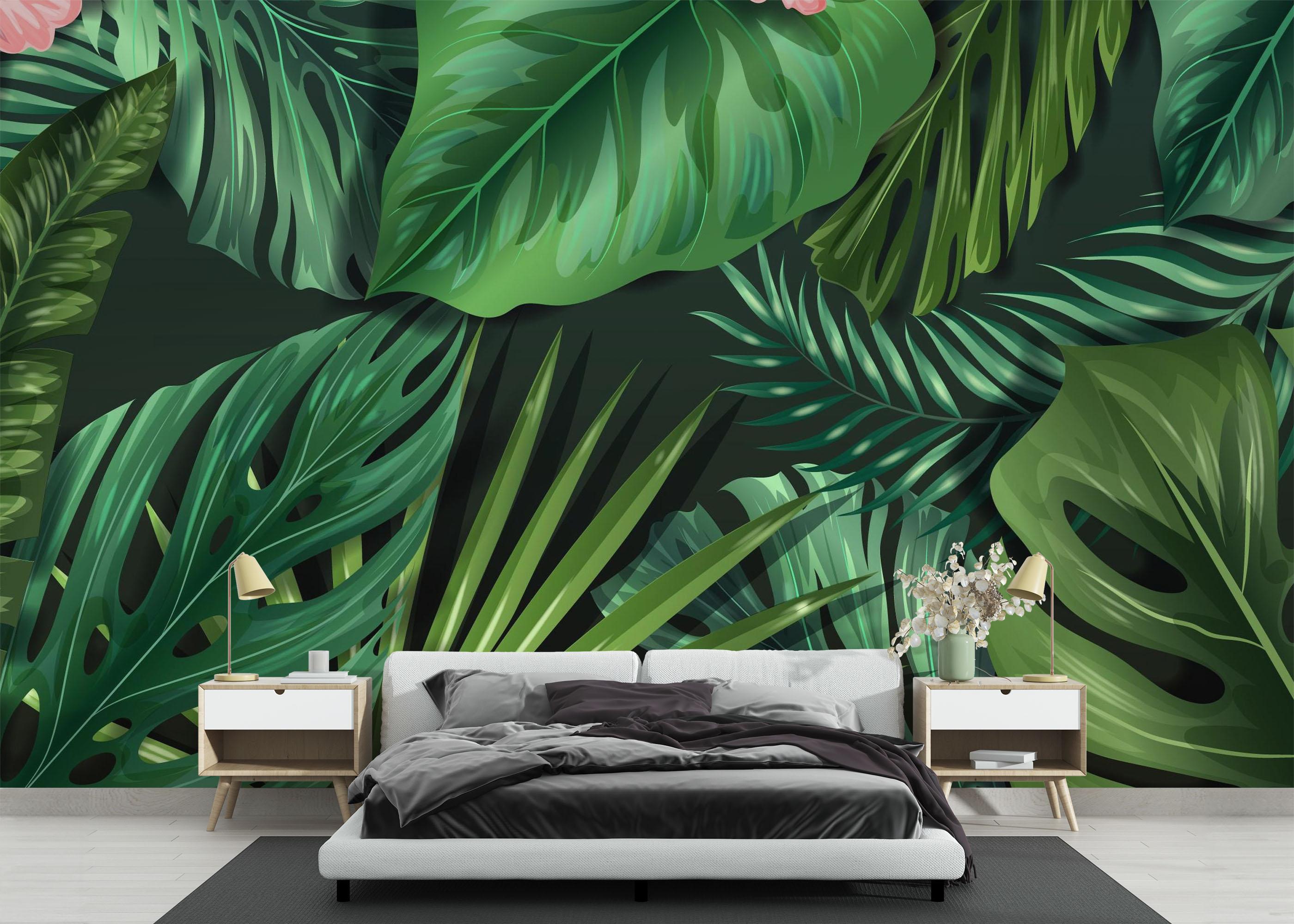 Fototapete Leaves Pink Plant mockup 3