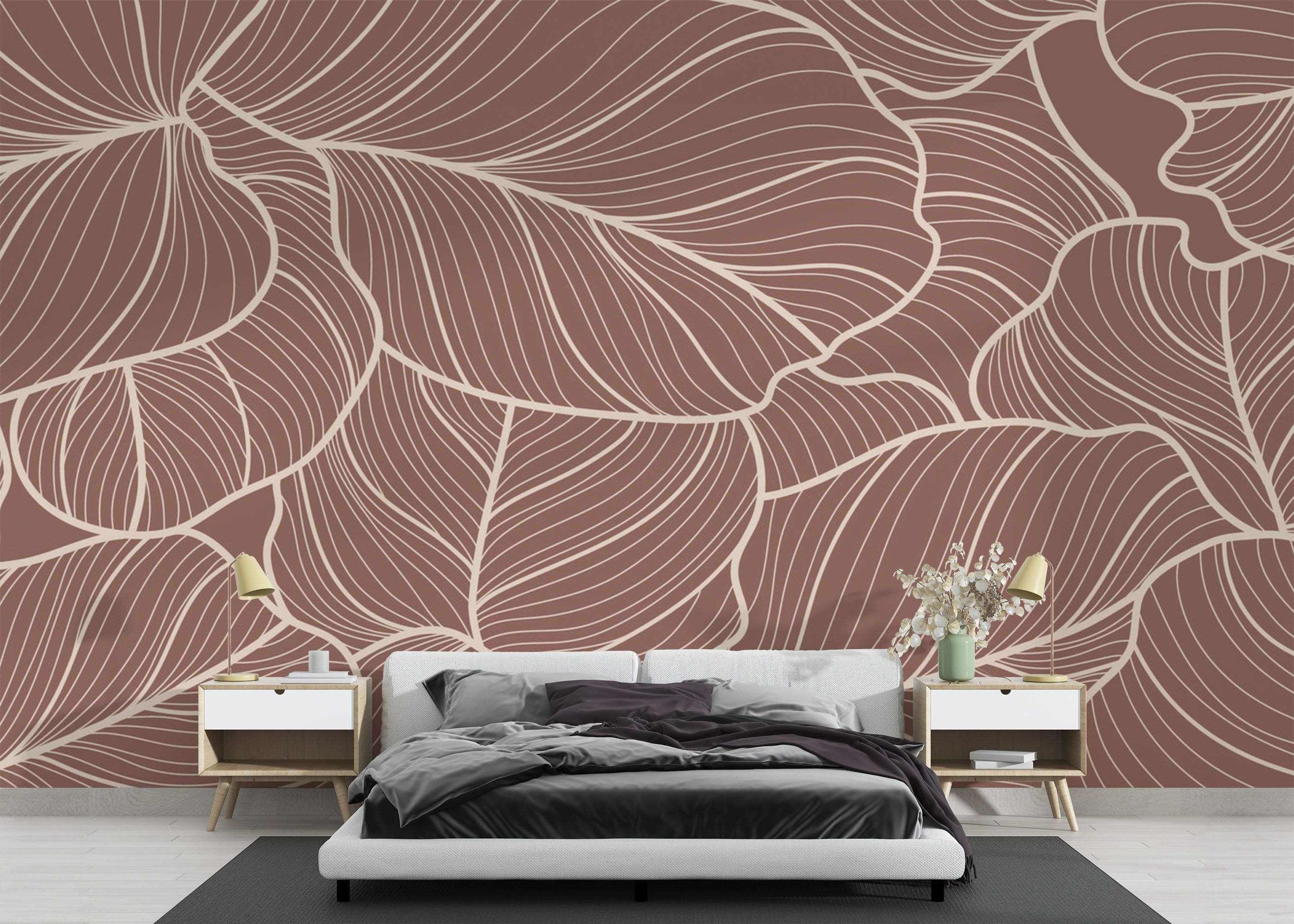 Pink Leaf Wall mockup 3