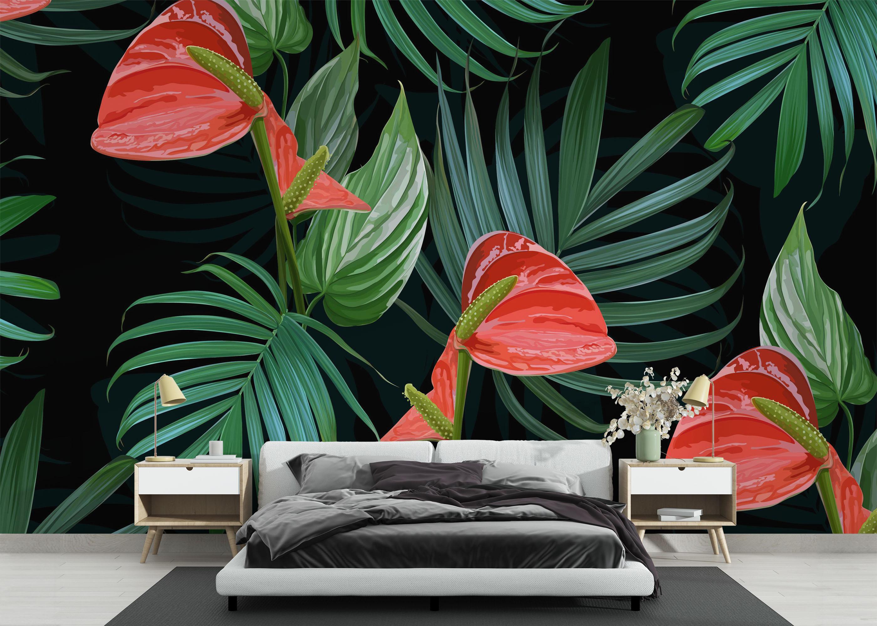 Fototapete Realistic Tropical Leaf mockup 3
