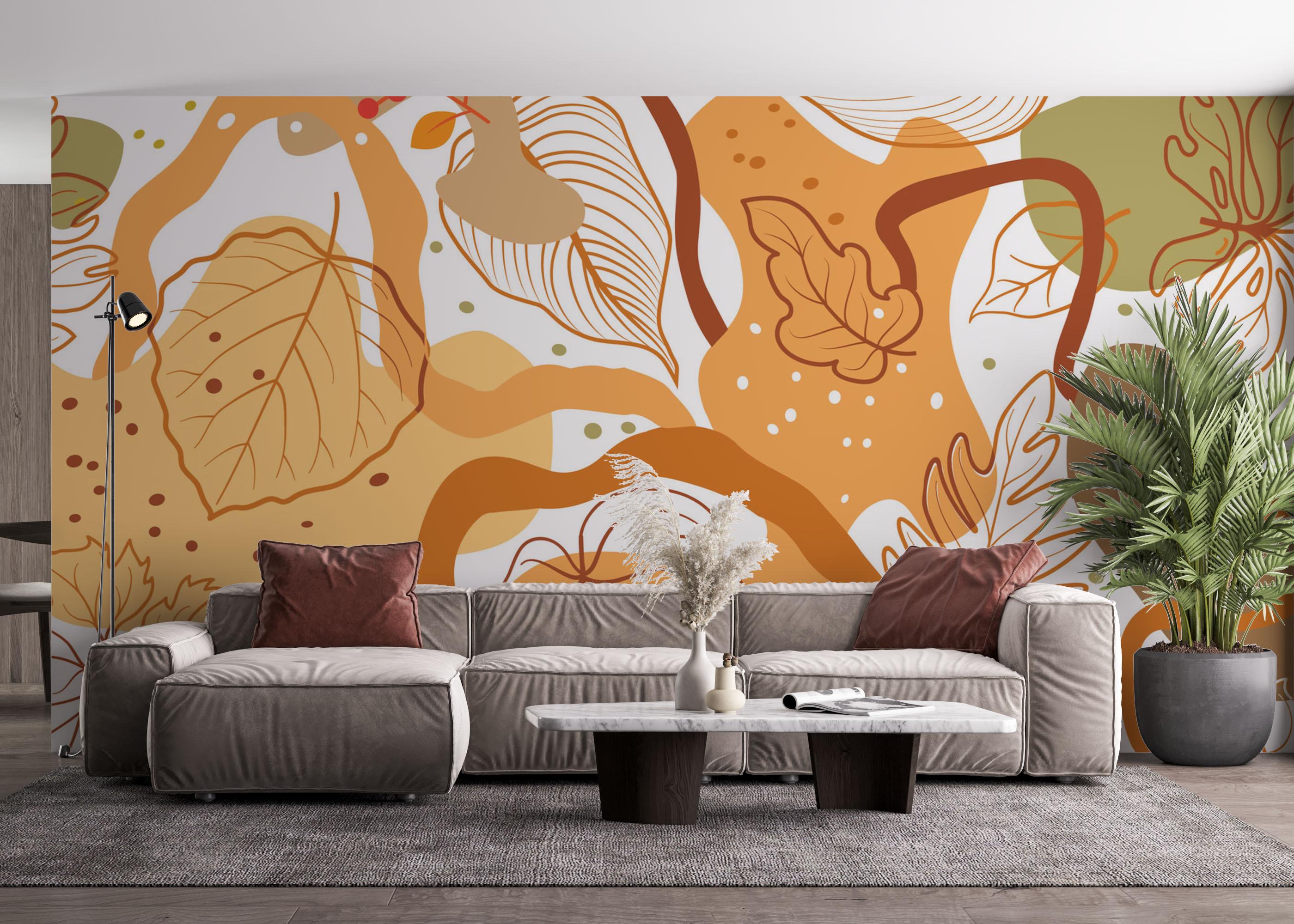 Fototapete Autumn Leaf Pattern mockup 4