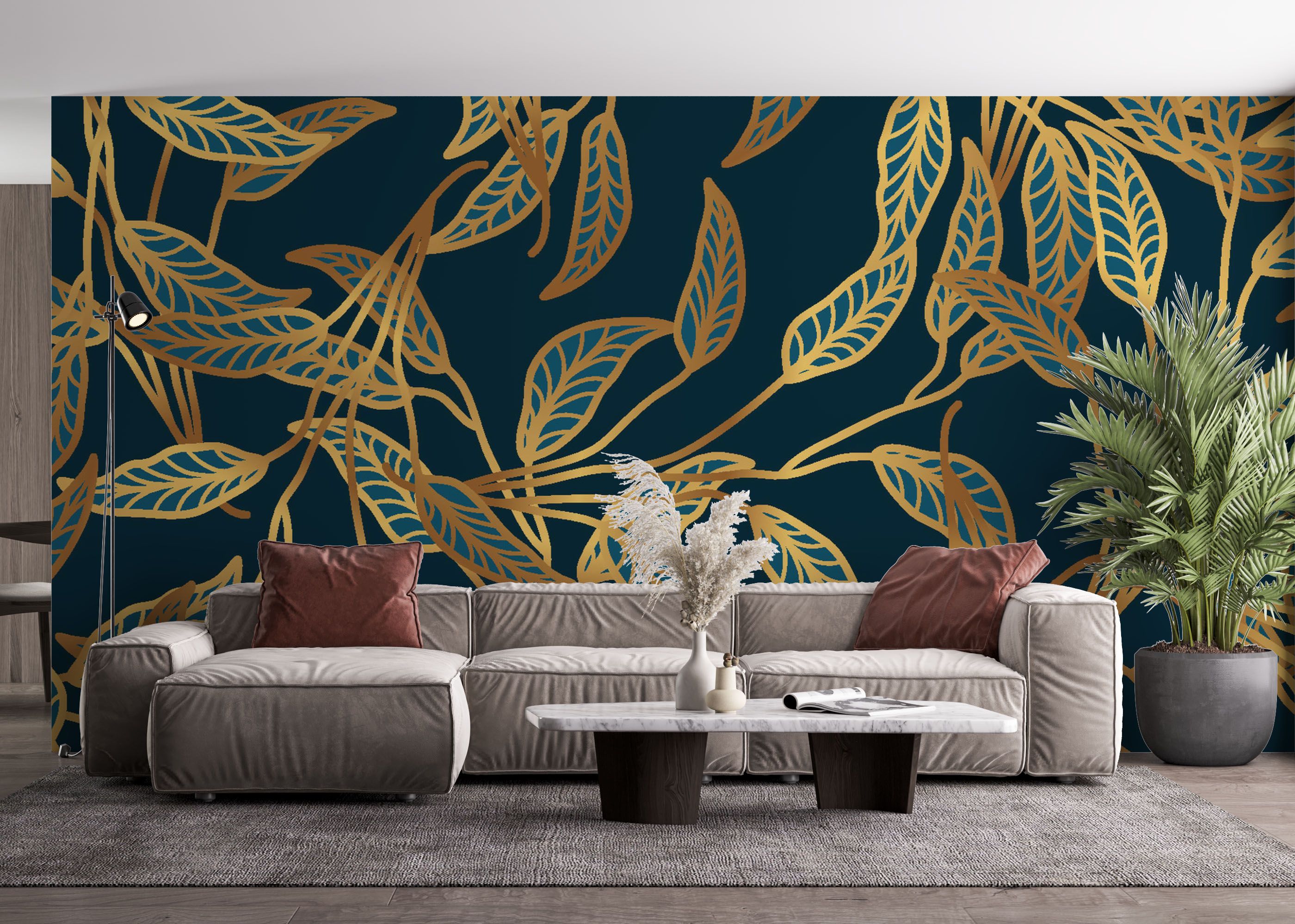 Blue Luxury Leaves mockup 4