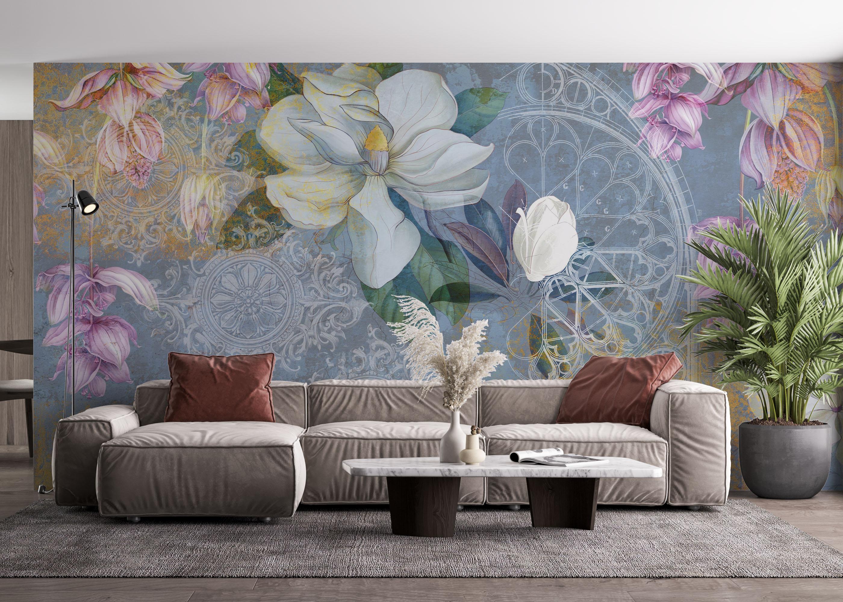 Fototapete Blue Rosette mockup 4