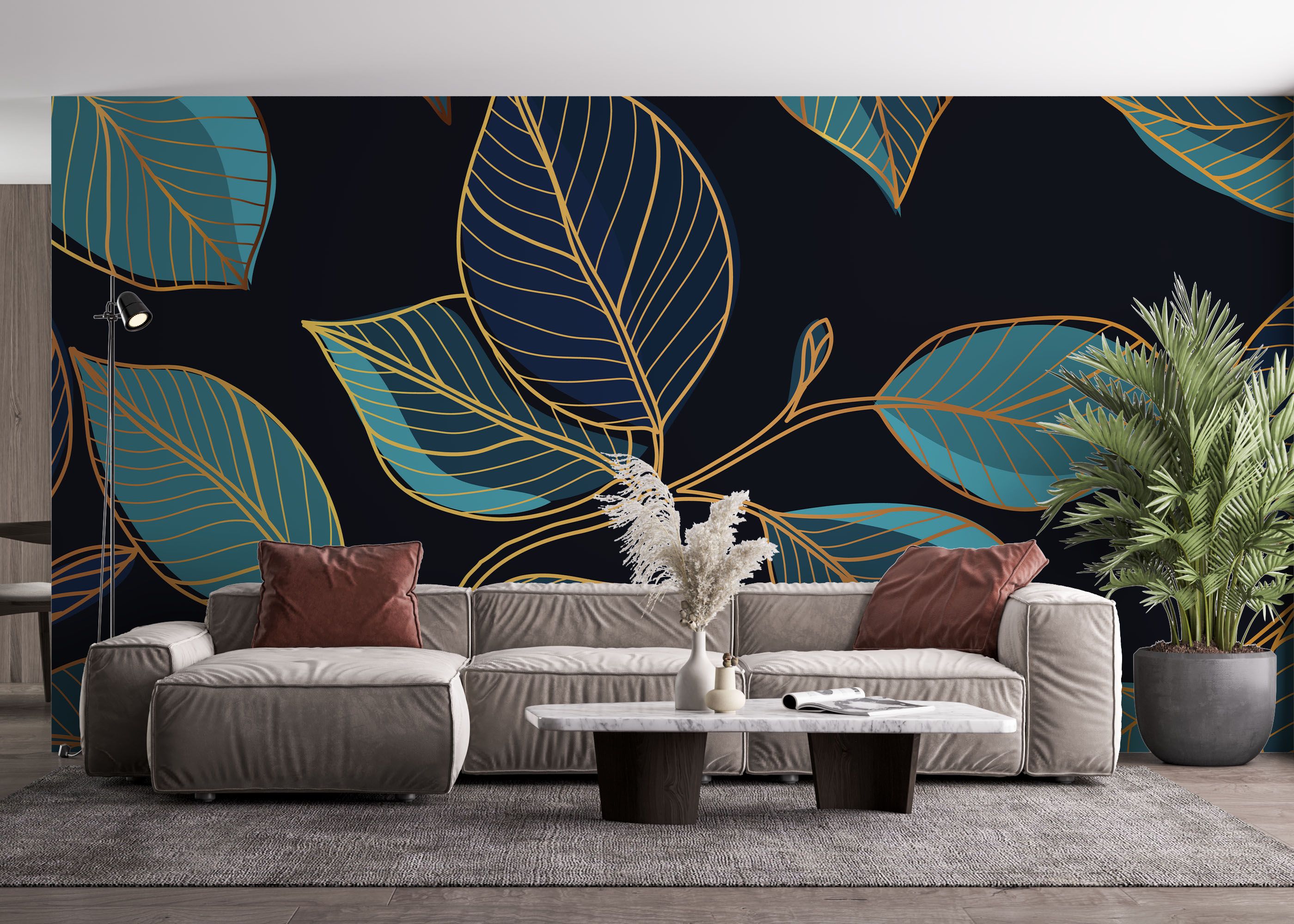 Blue Shades Leaves mockup 4