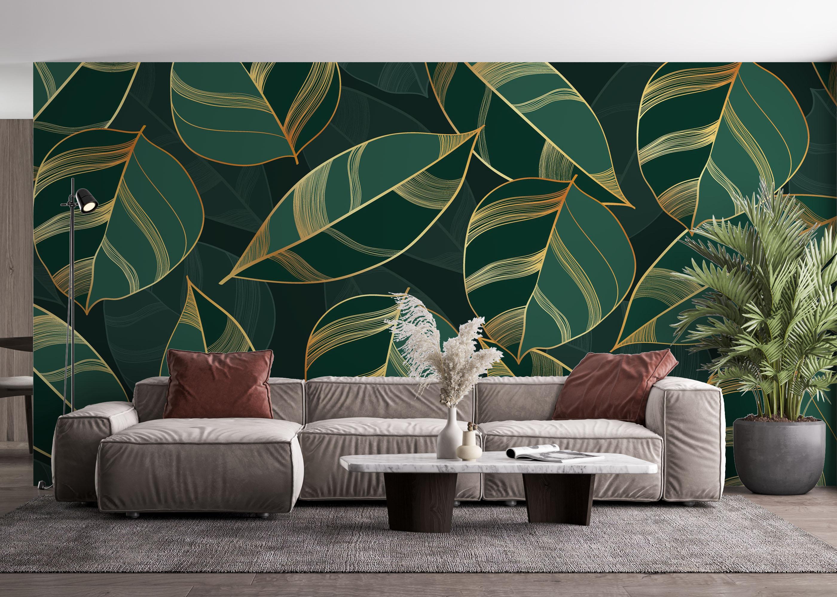 Fototapete Circle Green Leaves mockup 4