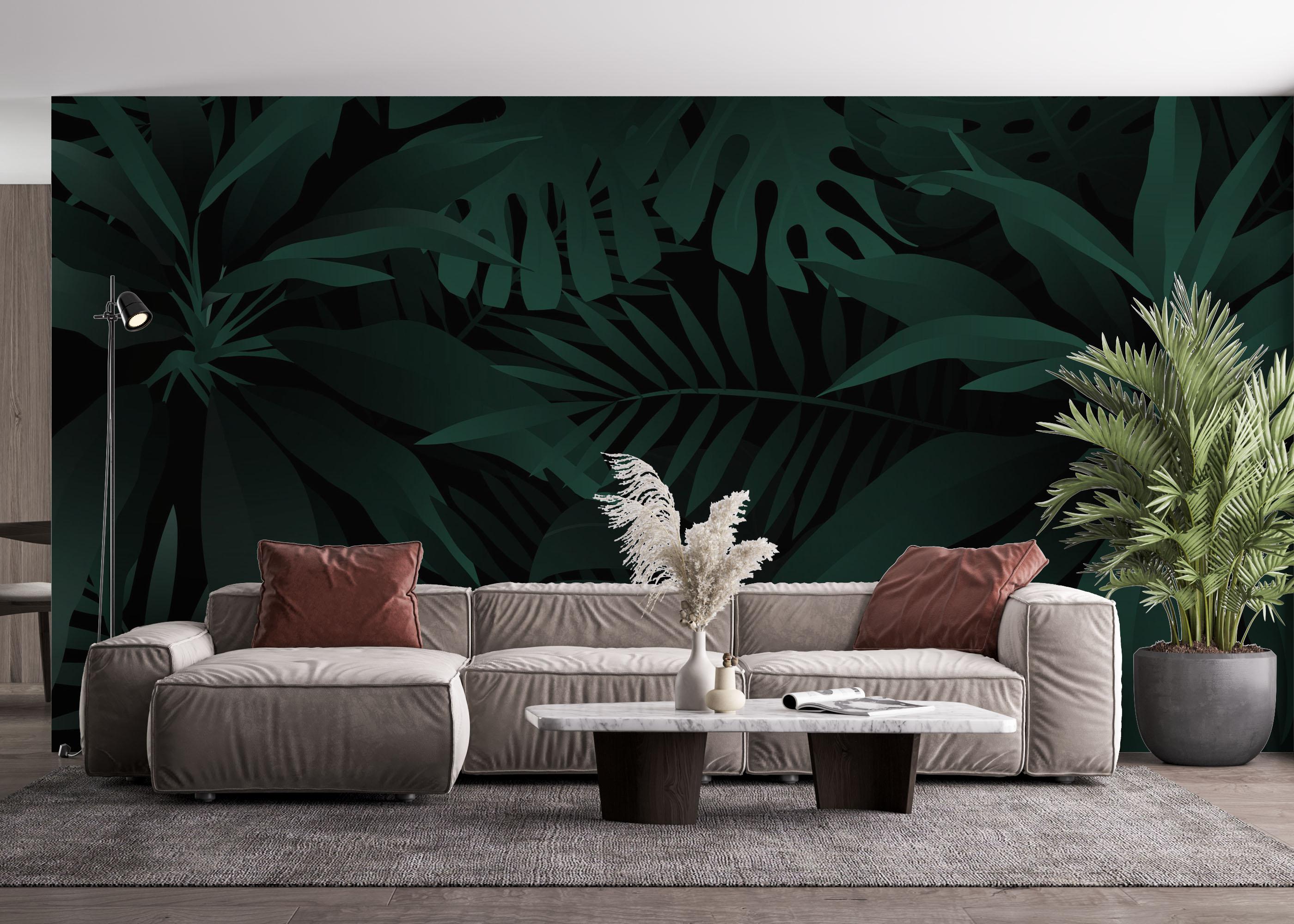 Fototapete Dark Green Leaves mockup 4