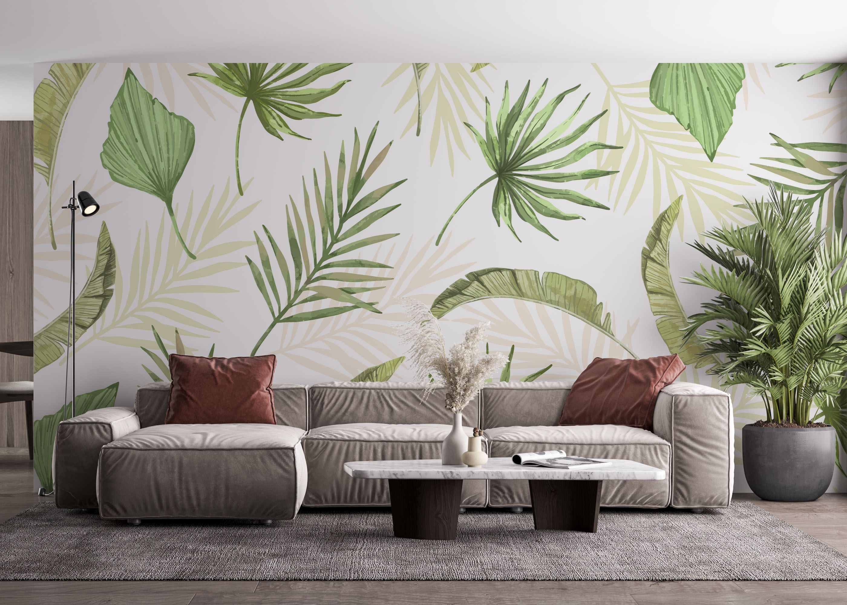Floating Green Leaves mockup 4
