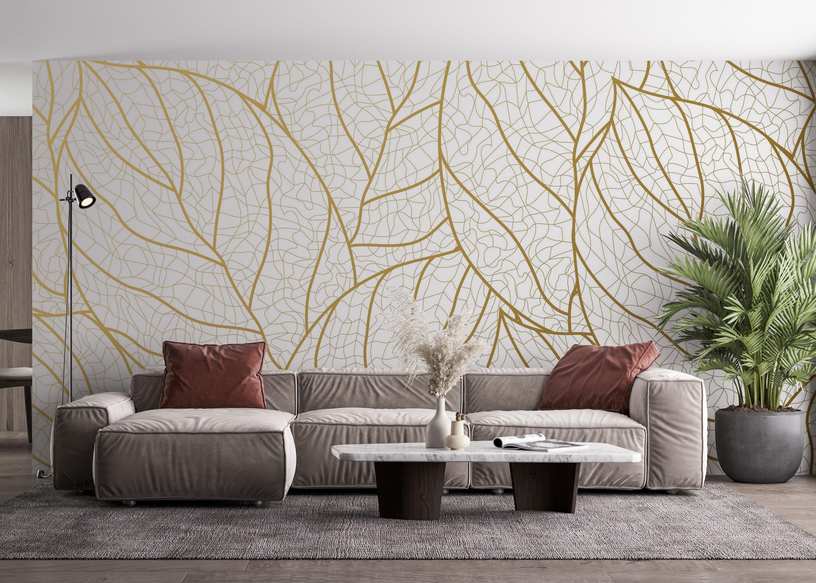 Fototapete Golden Abstract Leaf mockup 4