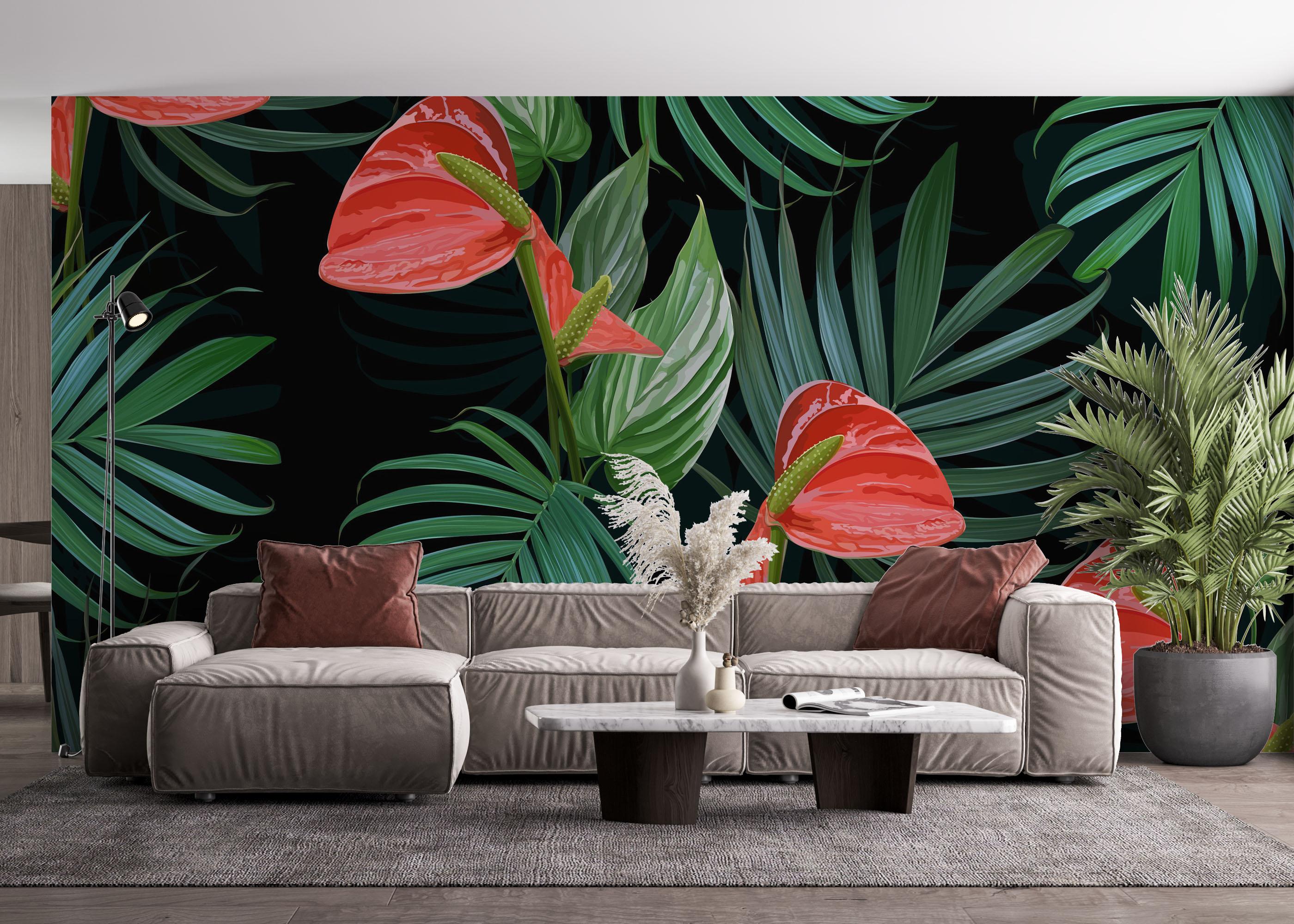 Fototapete Realistic Tropical Leaf mockup 4
