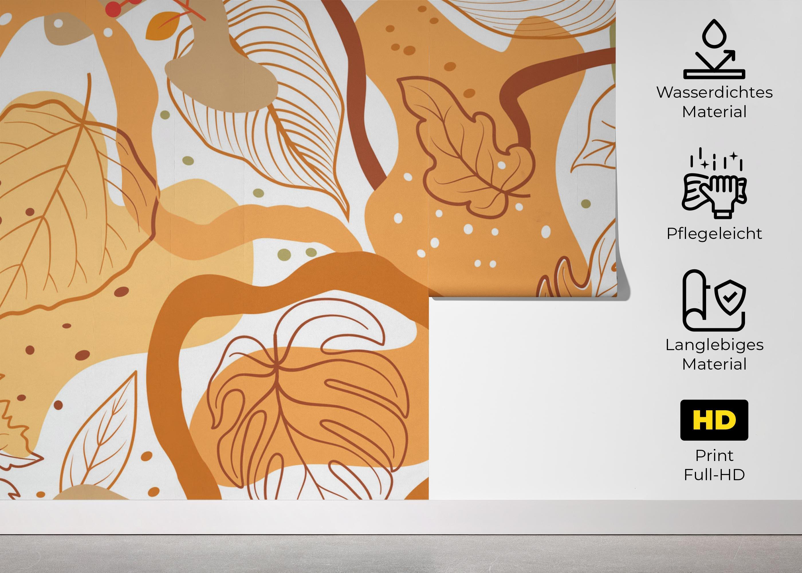 Fototapete Autumn Leaf Pattern mockup 5
