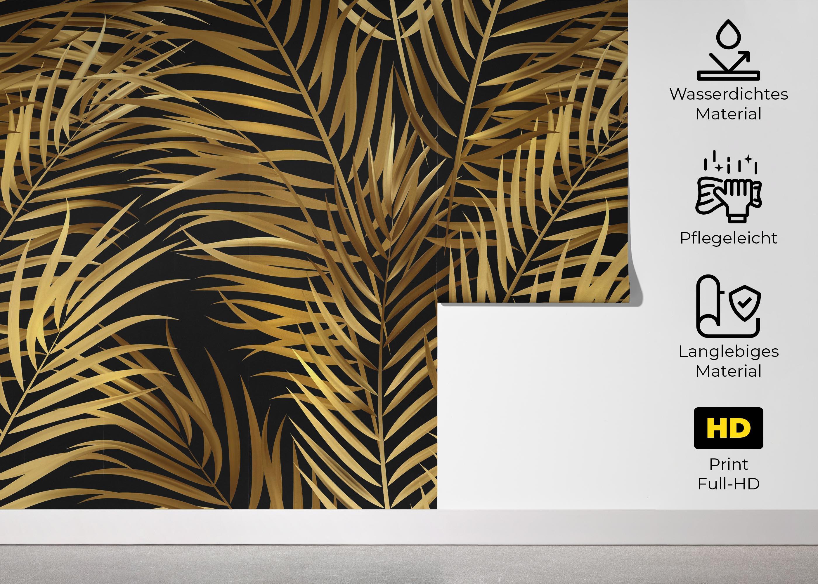 Fototapete Black Yellow Leaves mockup 5