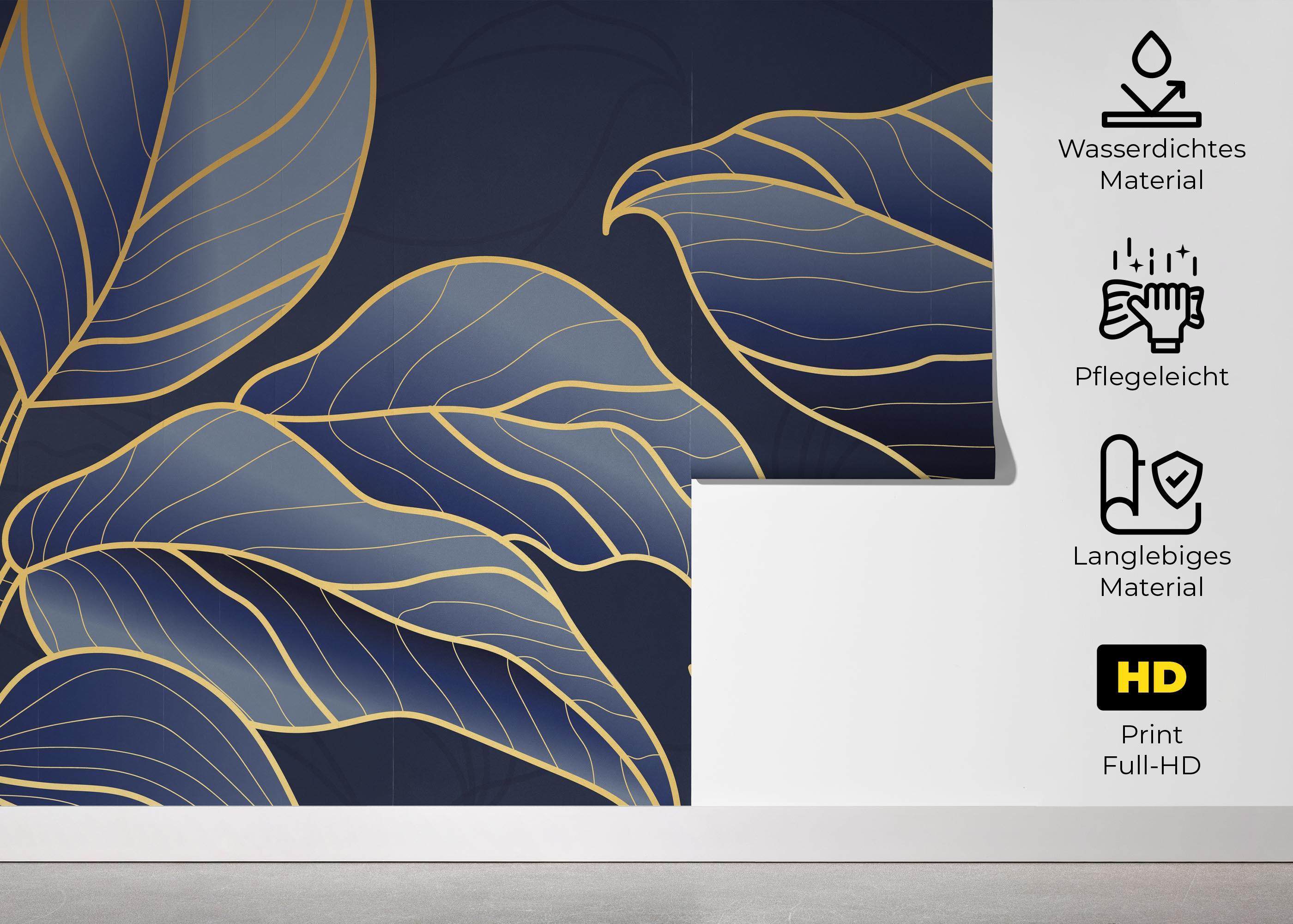 Fototapete Blue Line Art mockup 5