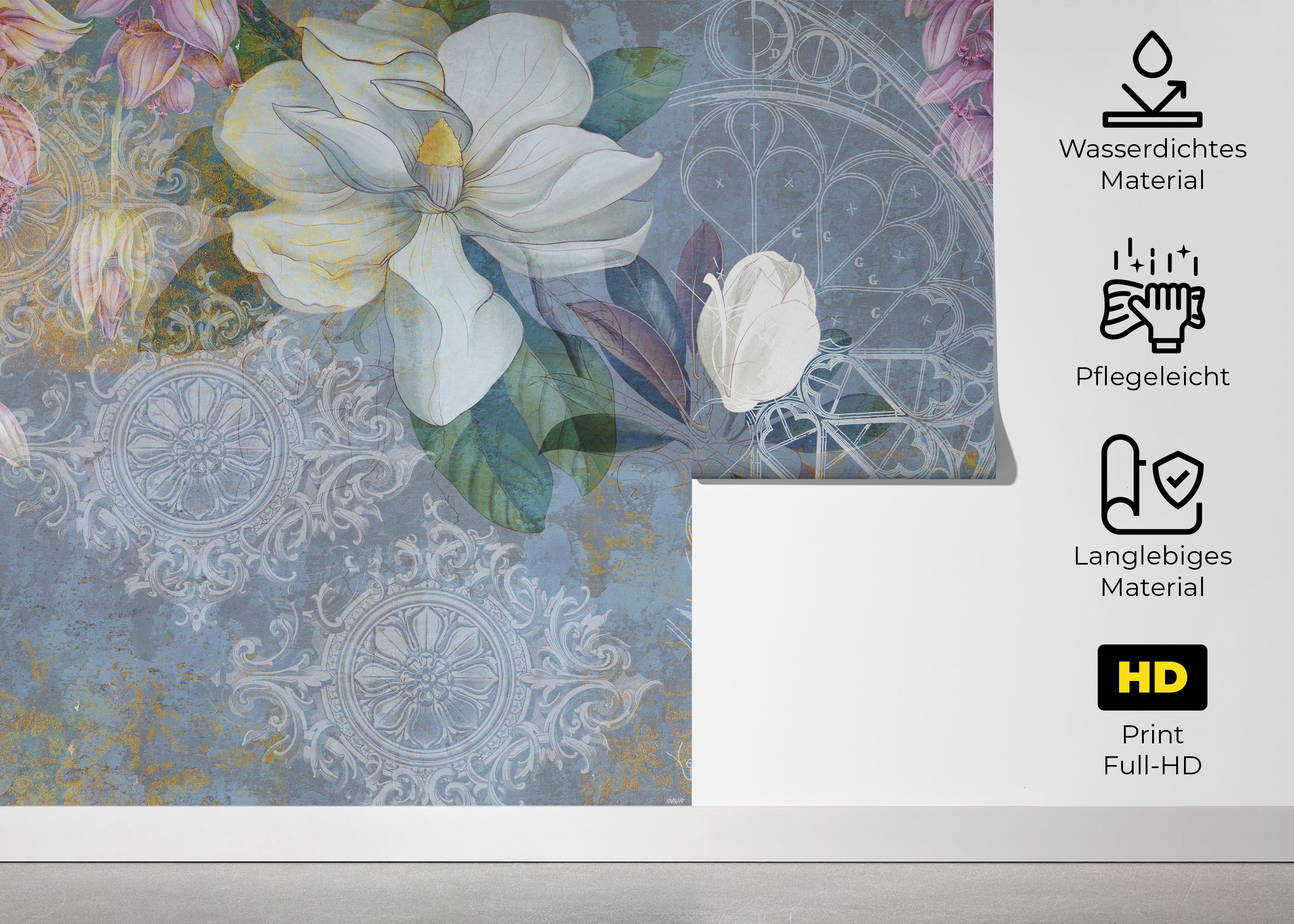 Fototapete Blue Rosette mockup 5