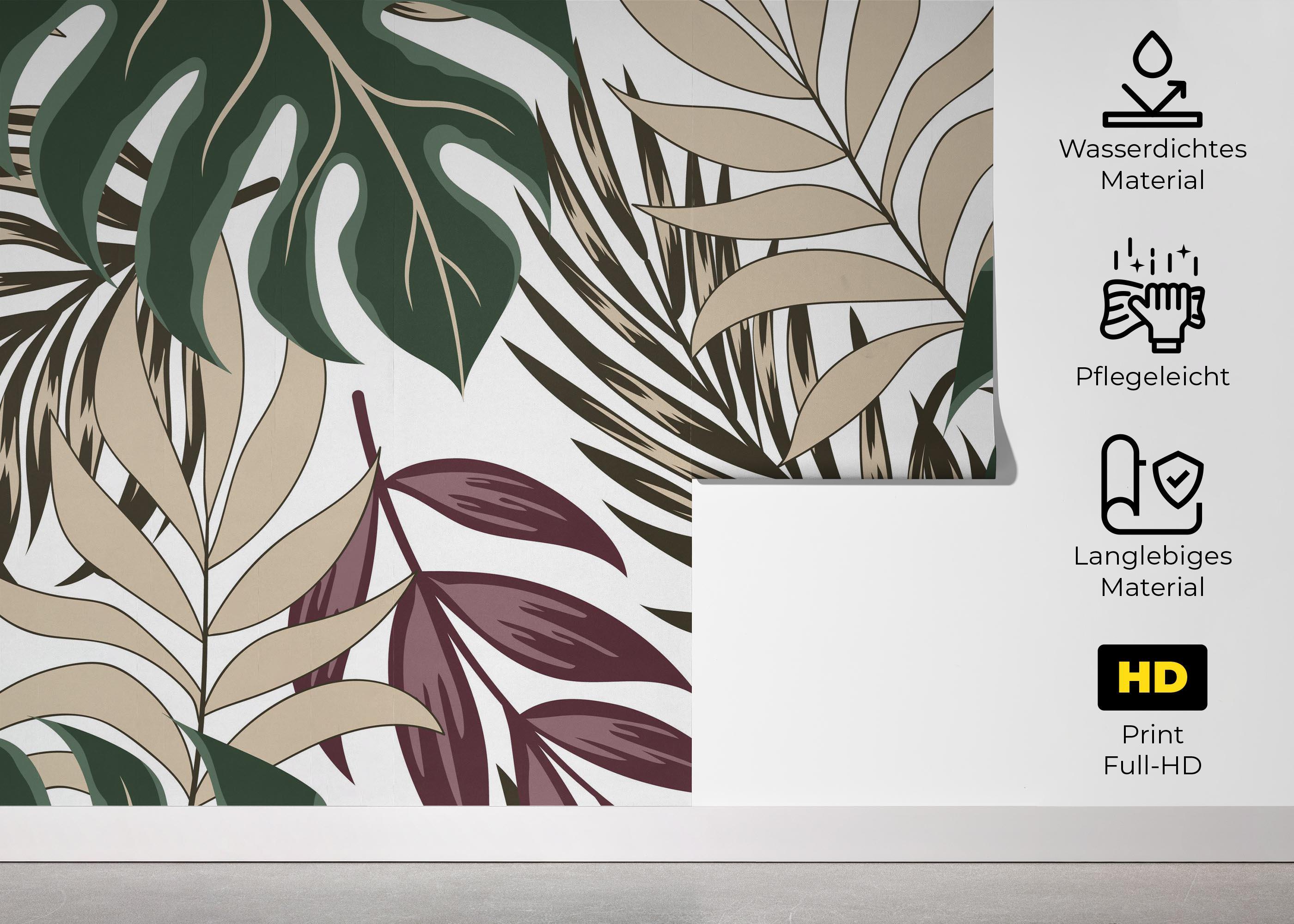 Fototapete Burgundy Green Leaf mockup 5
