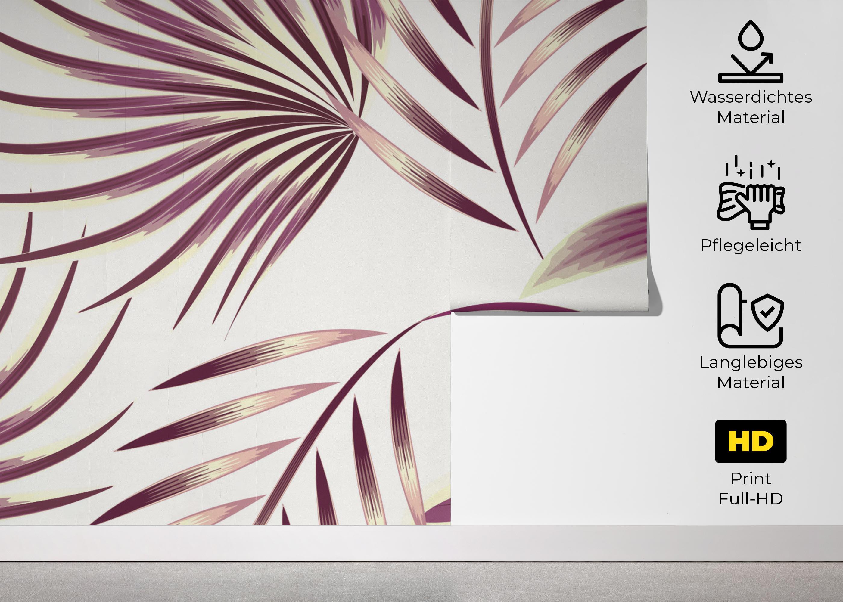 Fototapete Cream Purple Leaves mockup 5