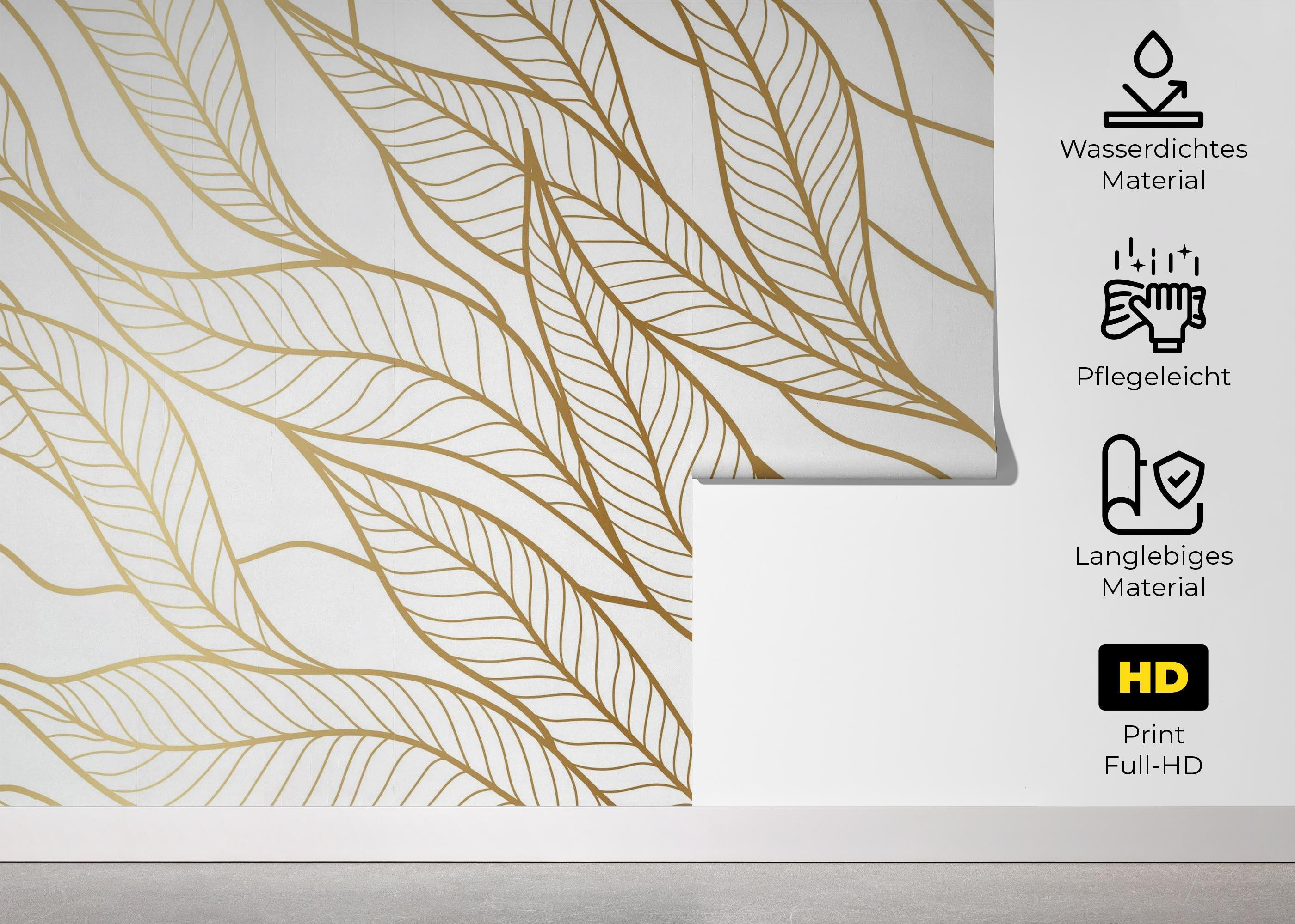 Fototapete Flying Gold Leaves mockup 5
