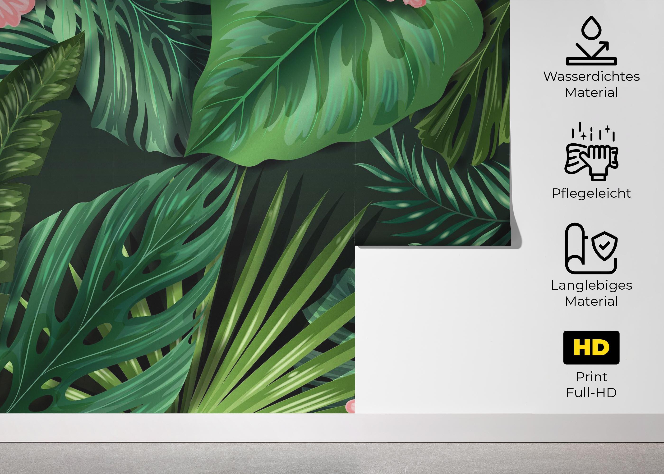 Fototapete Leaves Pink Plant mockup 5