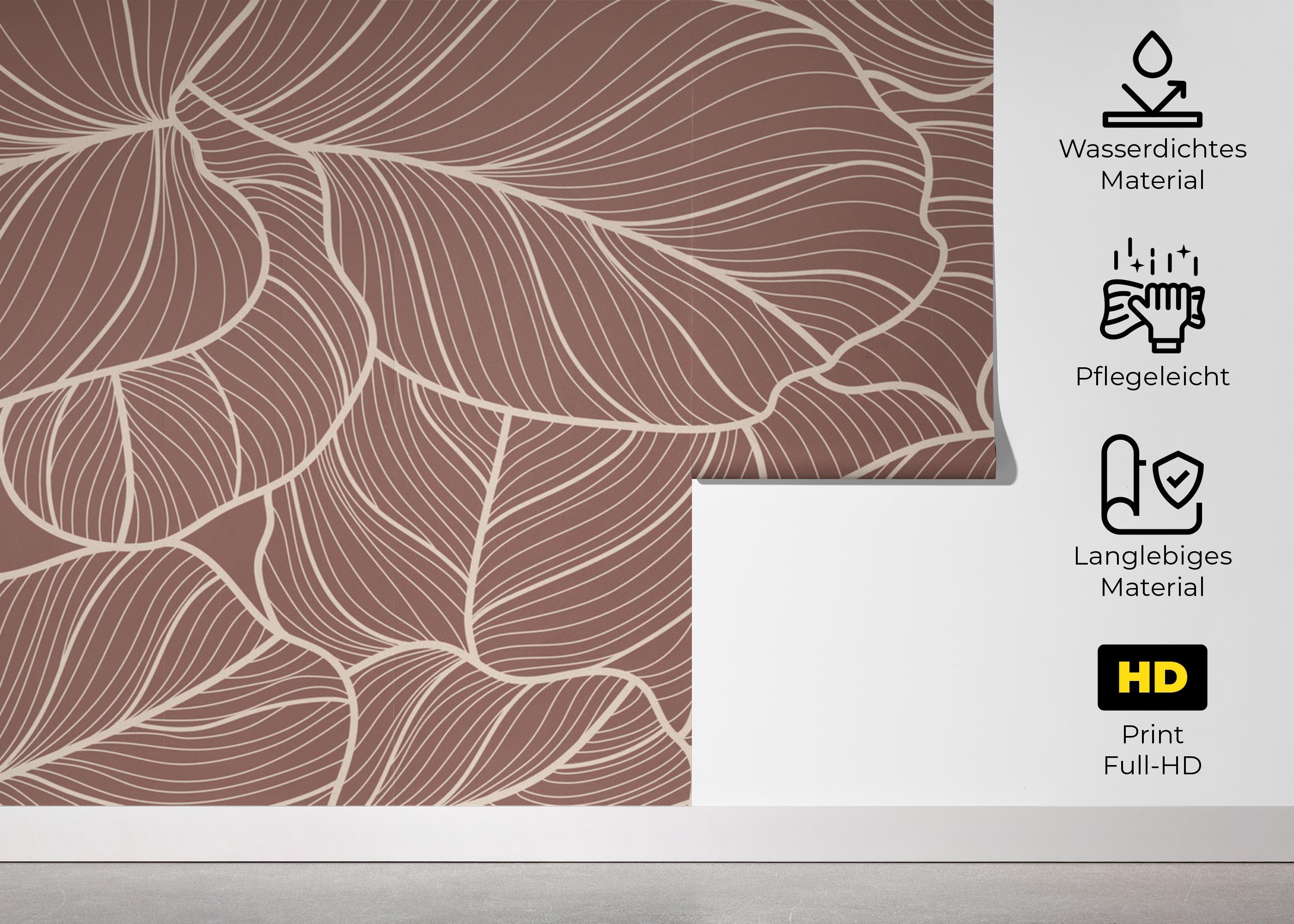 Fototapete Pink Leaf Wall mockup 5