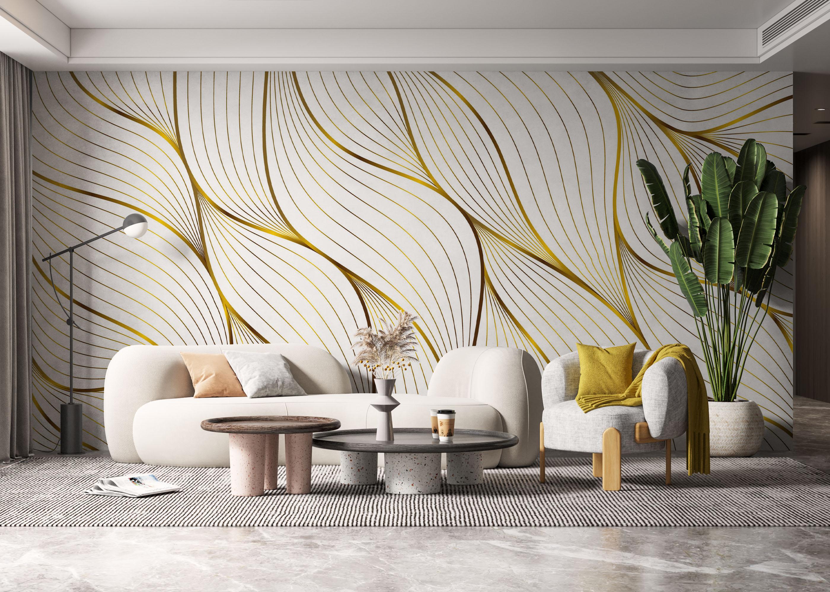 Fototapete Abstract Gold Leaves mockup 6