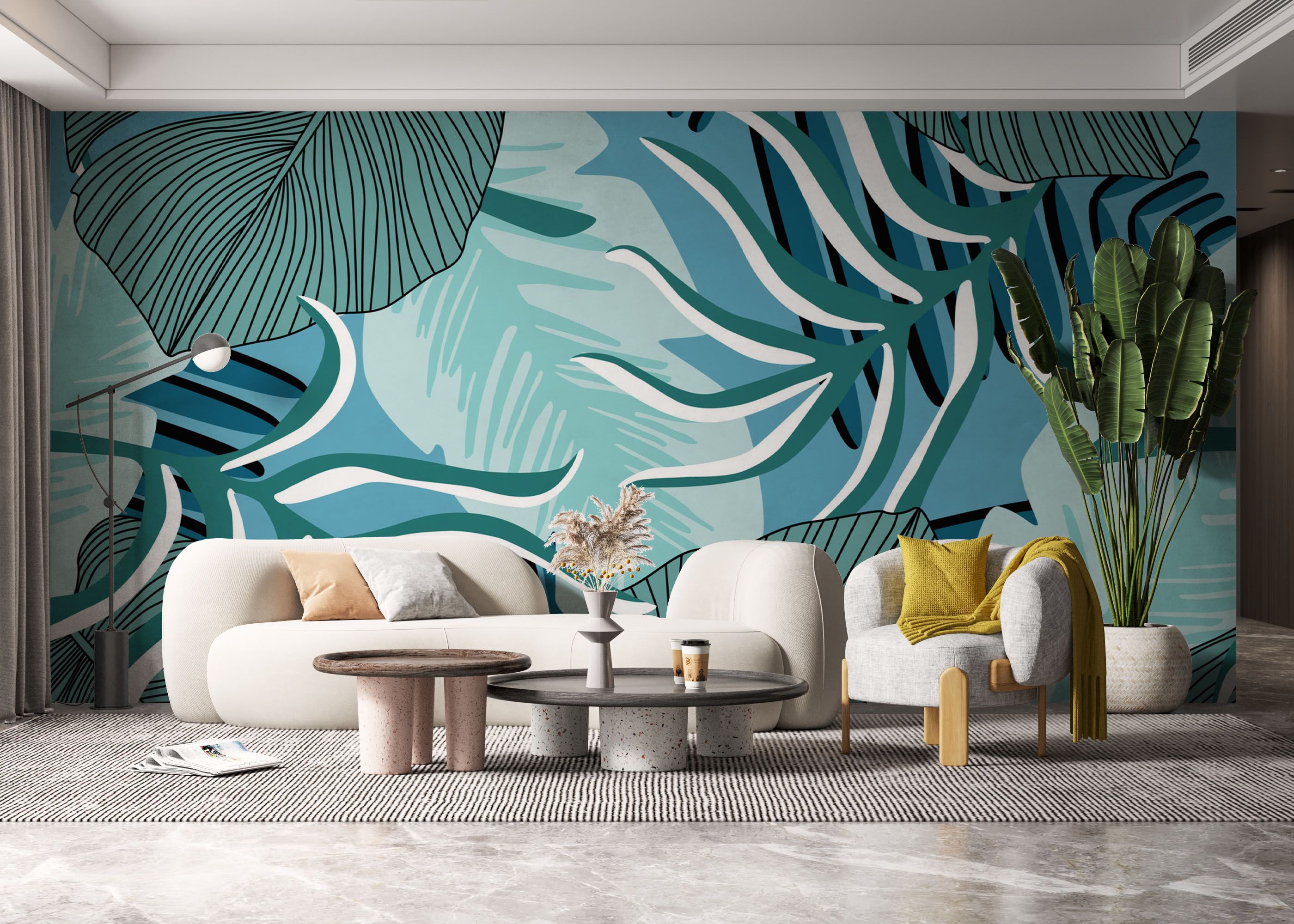 Blue Leaves Pattern mockup 6