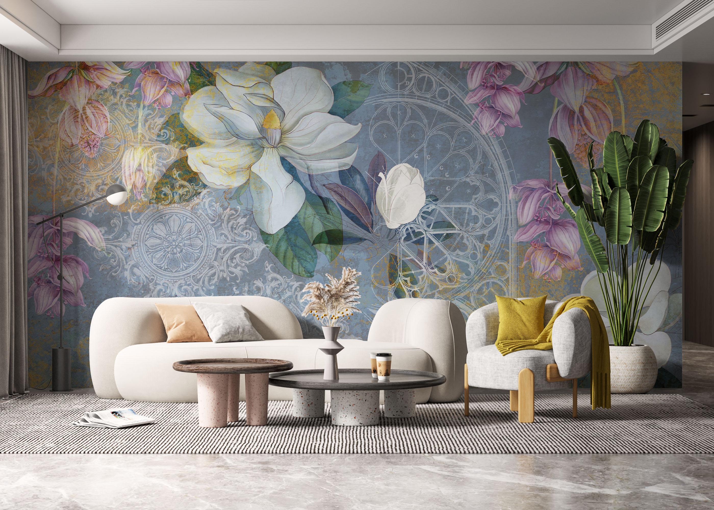 Fototapete Blue Rosette mockup 6