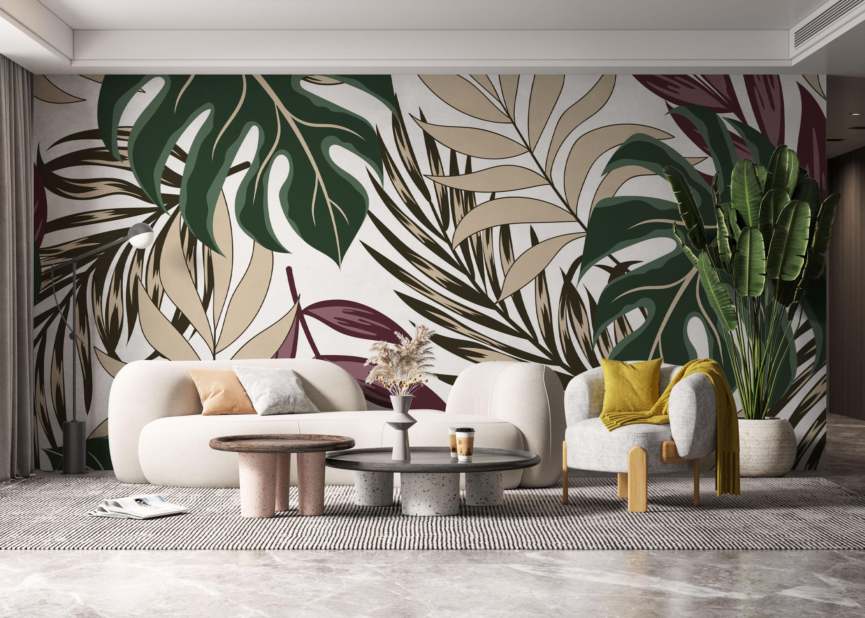 Fototapete Burgundy Green Leaf mockup 6