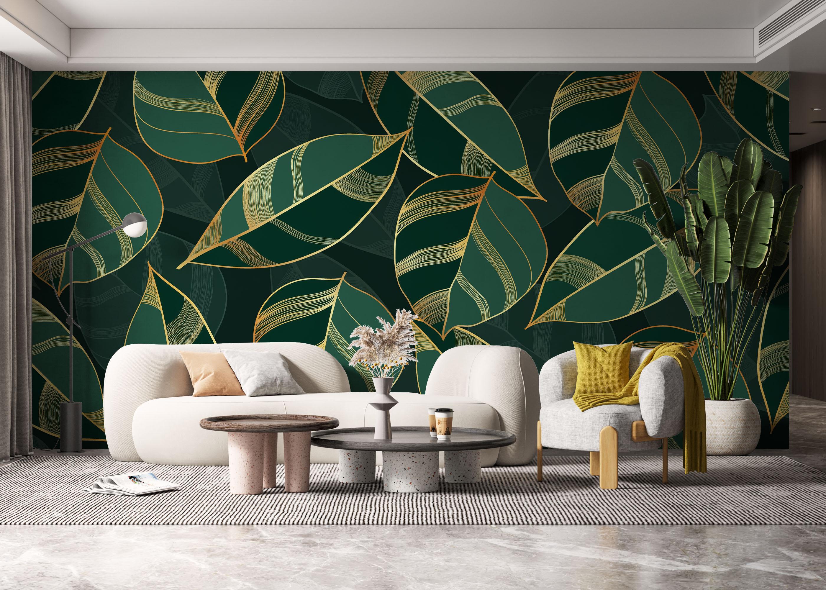 Fototapete Circle Green Leaves mockup 6