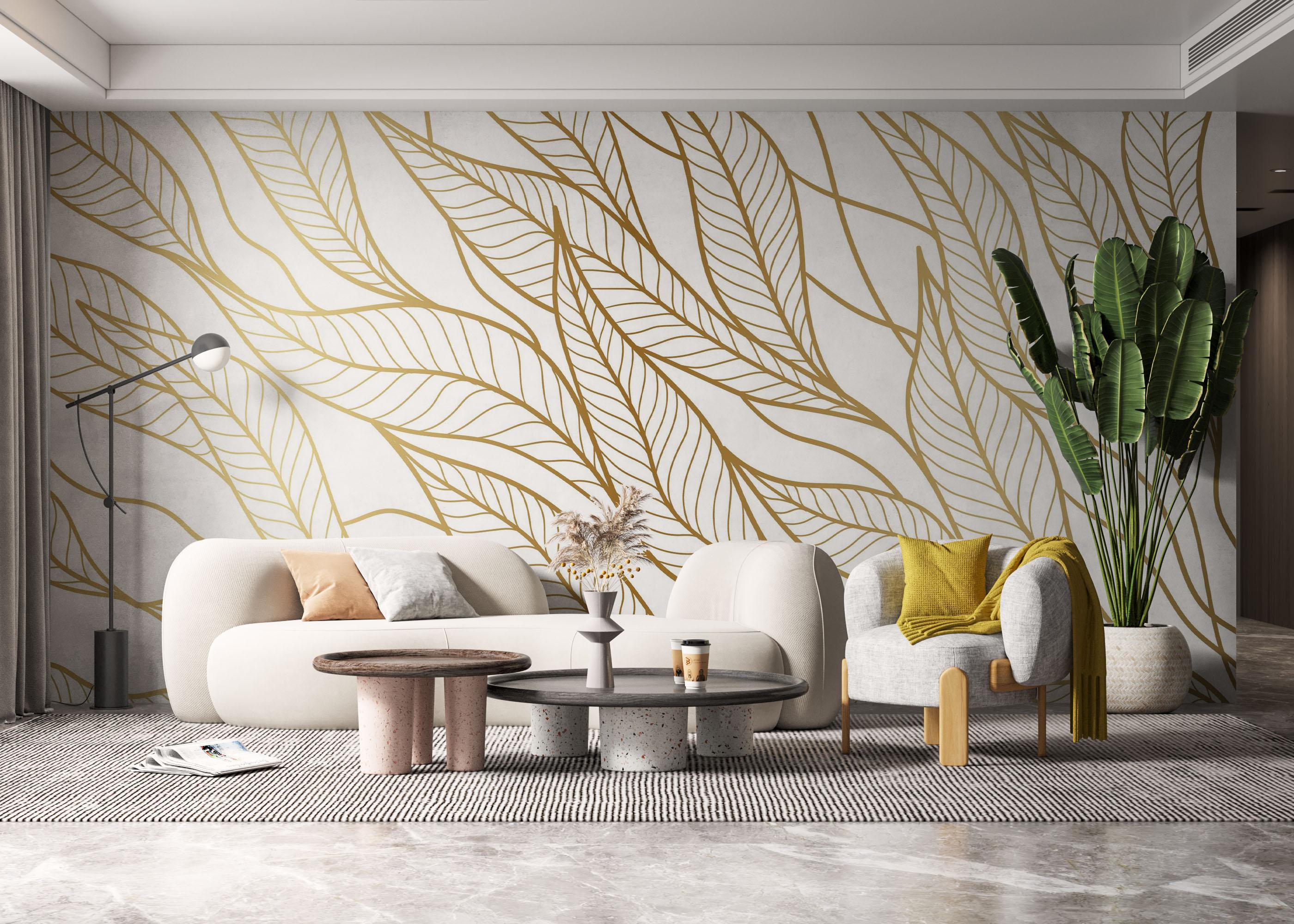 Fototapete Flying Gold Leaves mockup 6