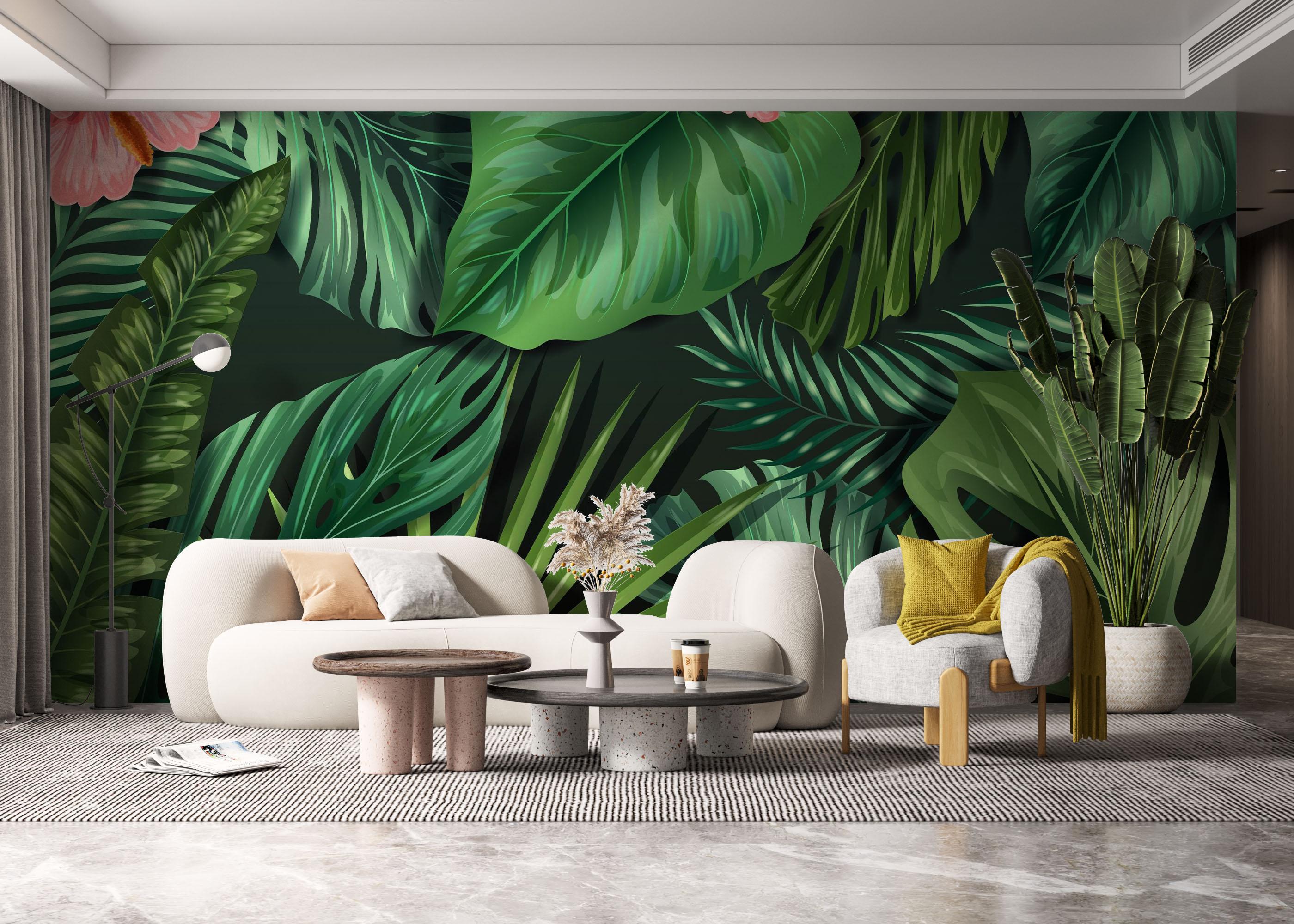 Fototapete Leaves Pink Plant mockup 6