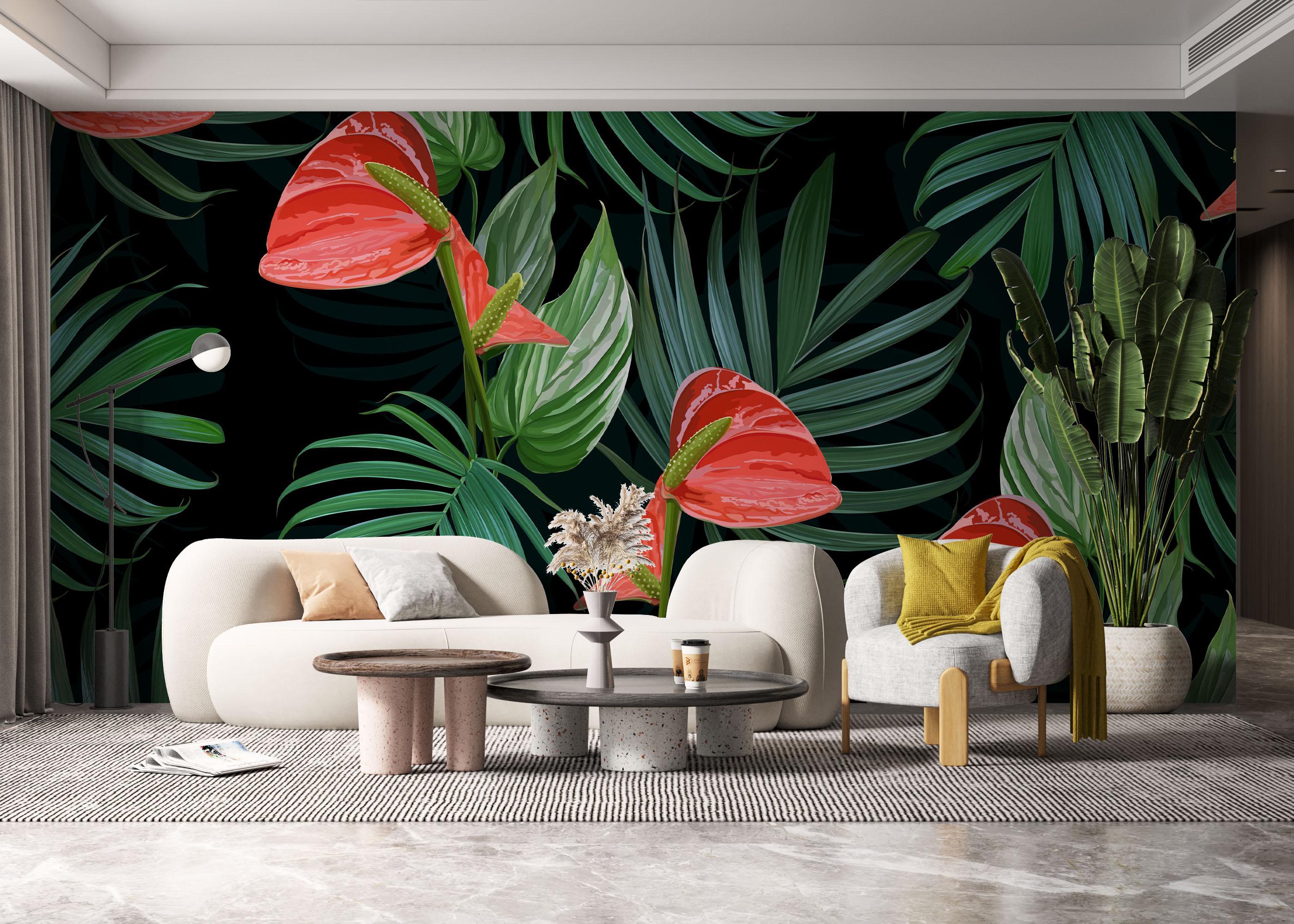 Fototapete Realistic Tropical Leaf mockup 6