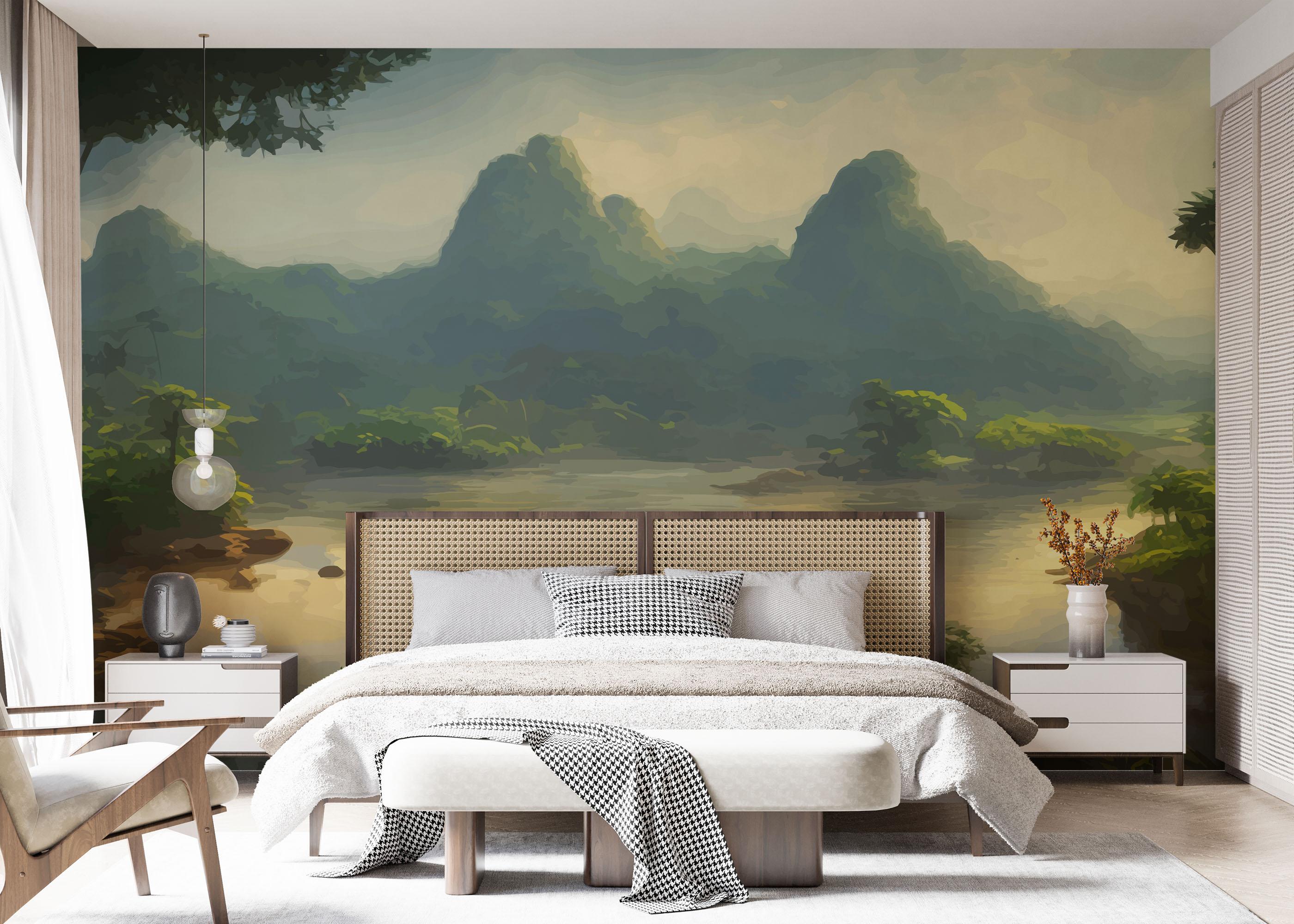 Fototapete Beautiful Jungle Lake mockup 7