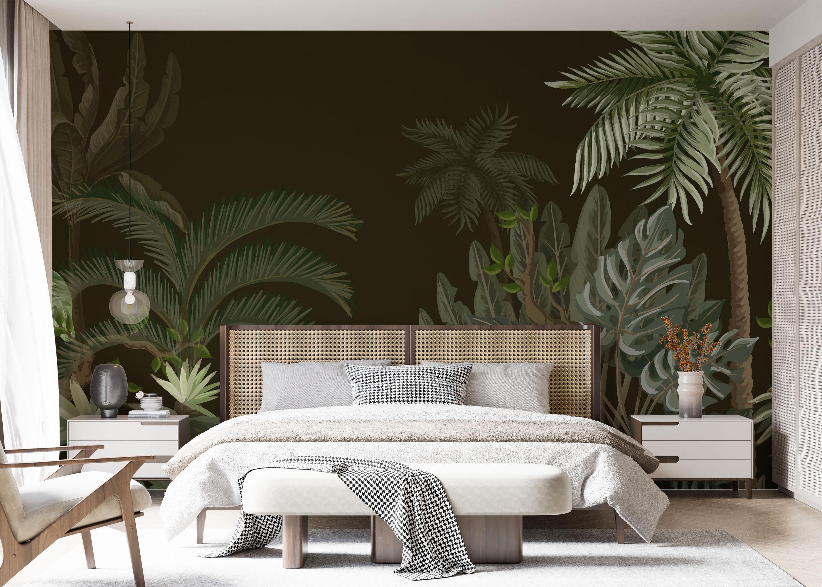 Fototapete Black Green Jungle mockup 7