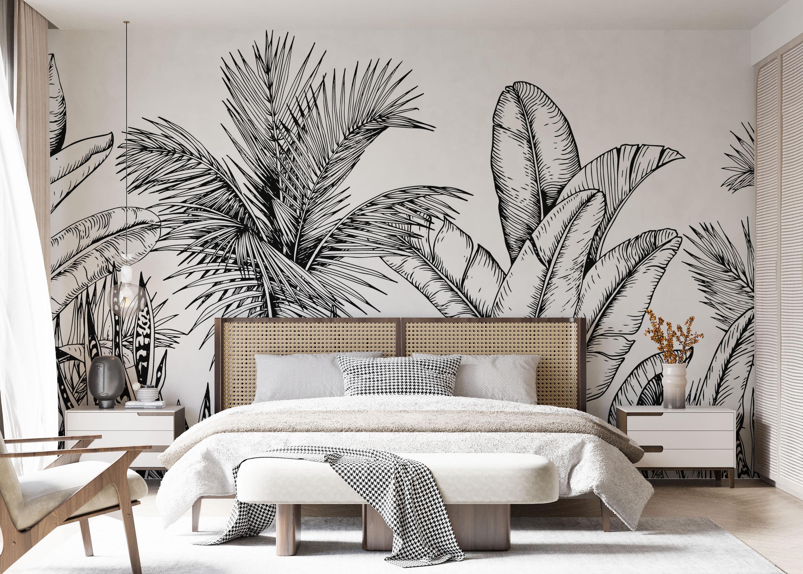 Fototapete Black White Jungle mockup 7