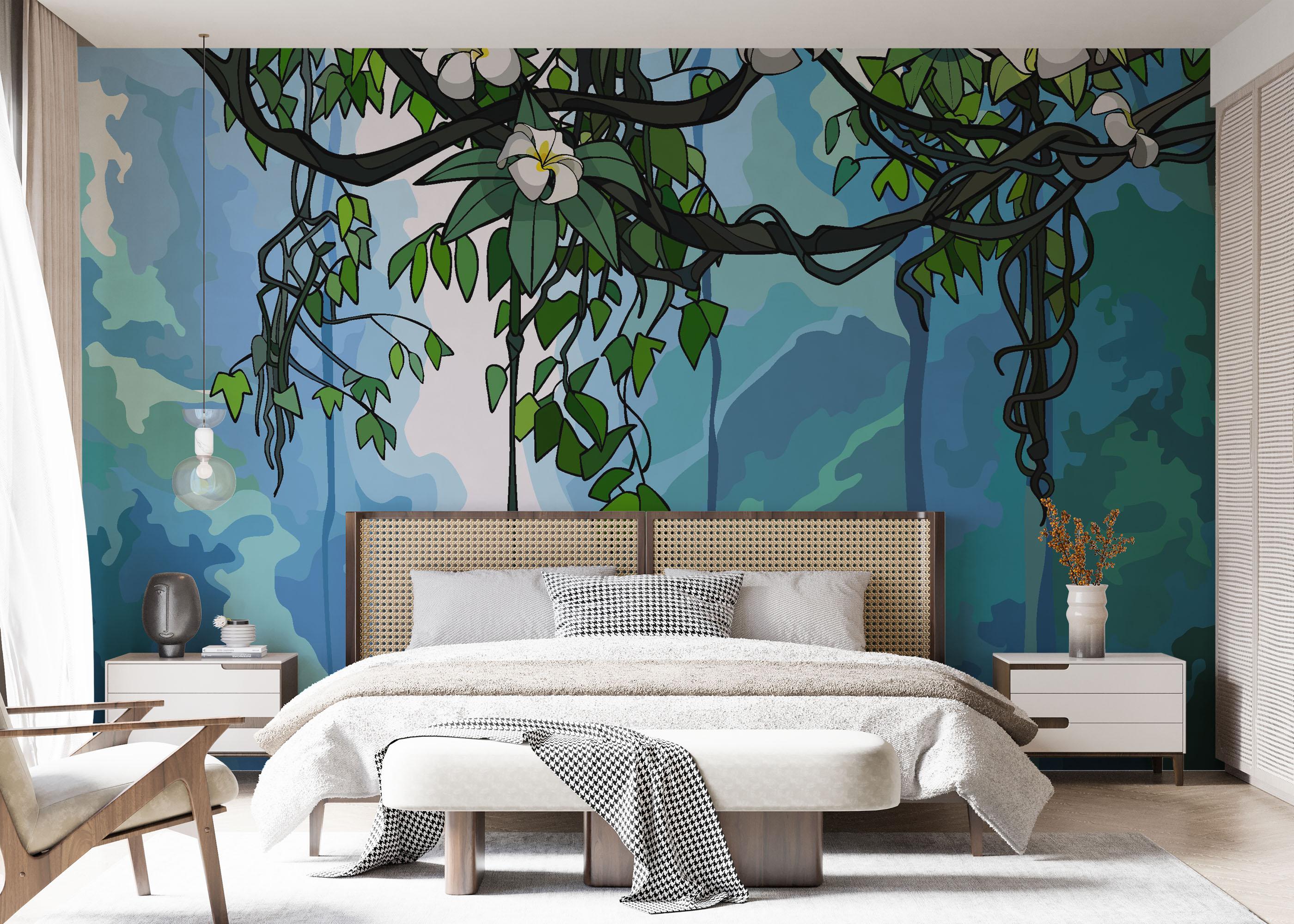 Fototapete Jungle Falling Flower mockup 7