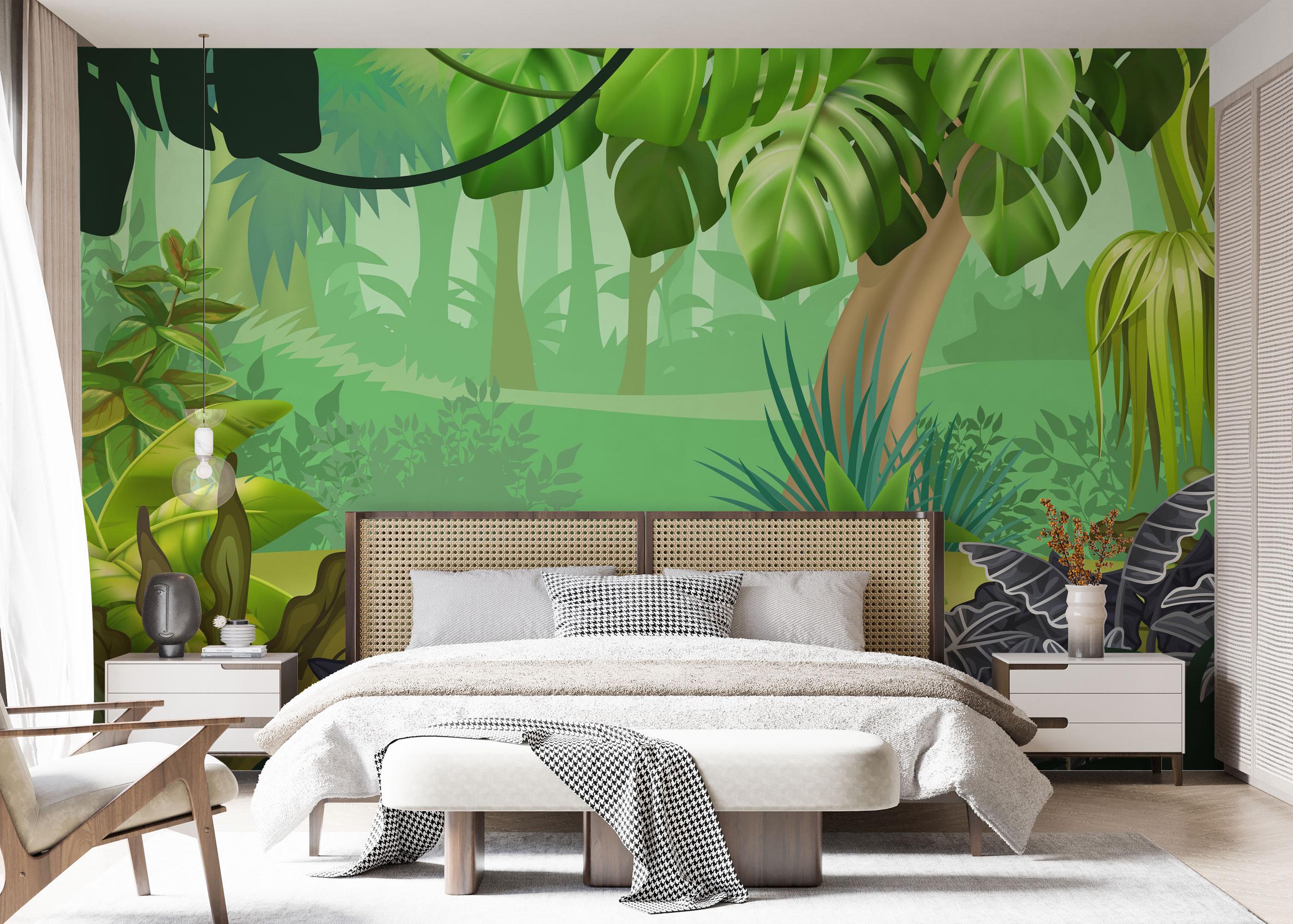Fototapete Jungle Green Grey mockup 7