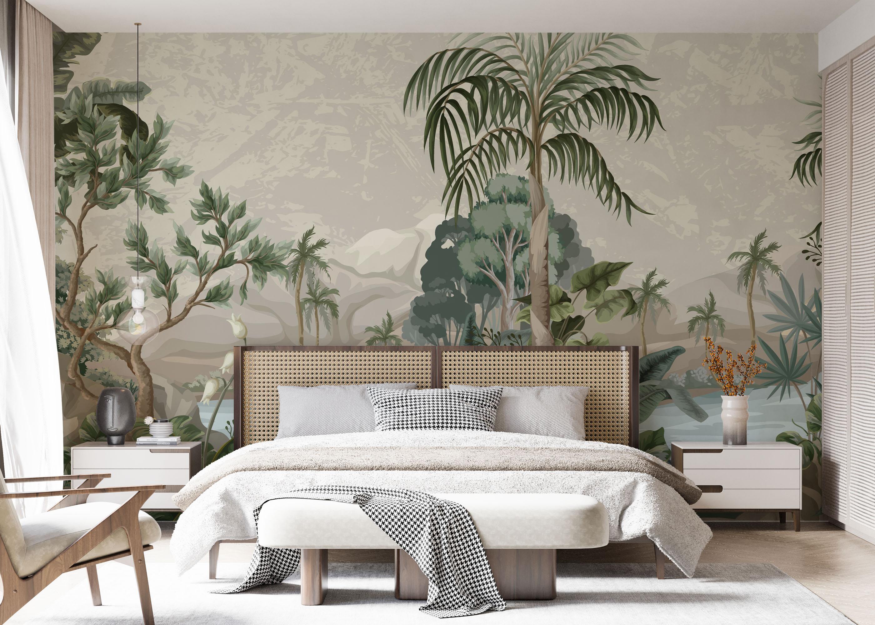 Fototapete Jungle Palm Lake mockup 7