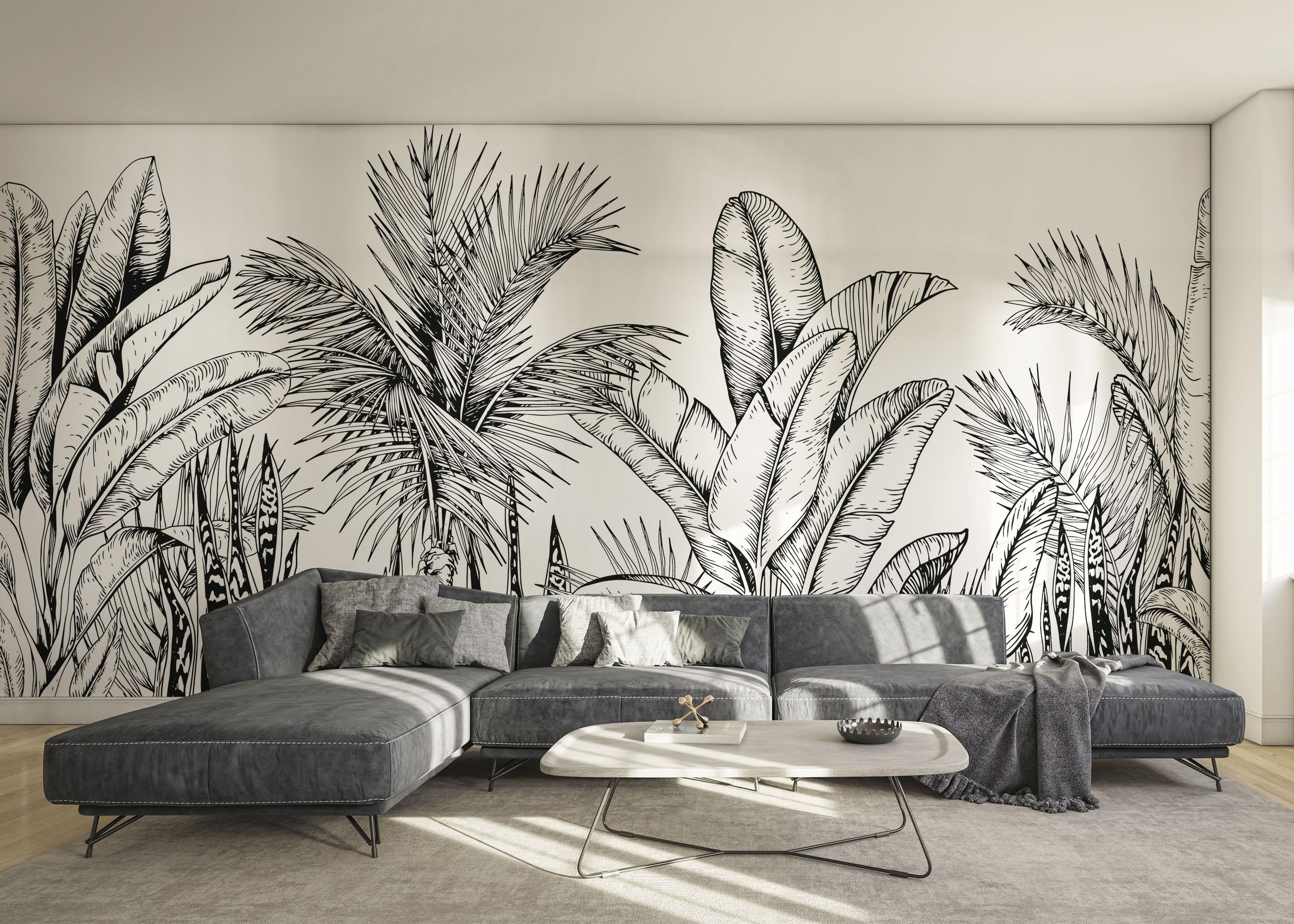 Fototapete Black White Jungle mockup 0